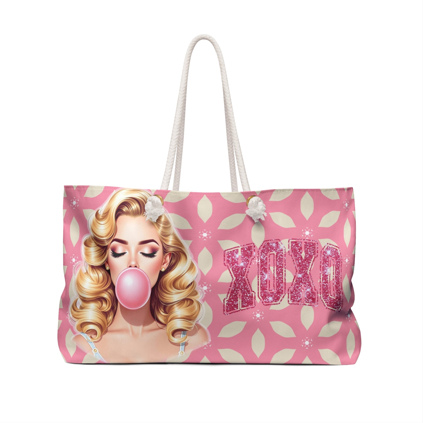 Retro Pin-Up Girl XOXO Tote, Pretty in Pink -Weekender Bag