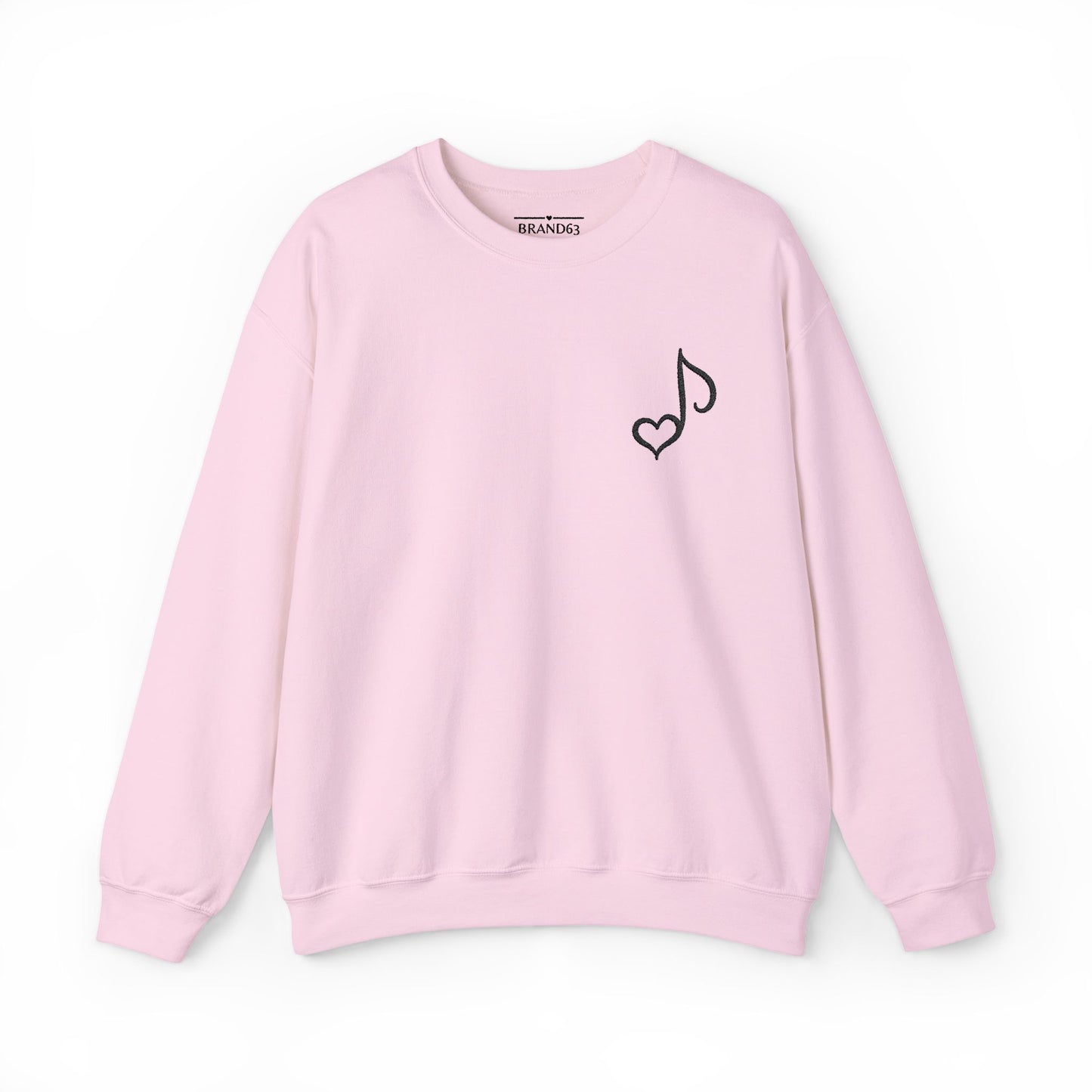 Embroidered Musical Heart Note Crewneck Sweatshirt | Sustainable, and Perfect for Music Lovers