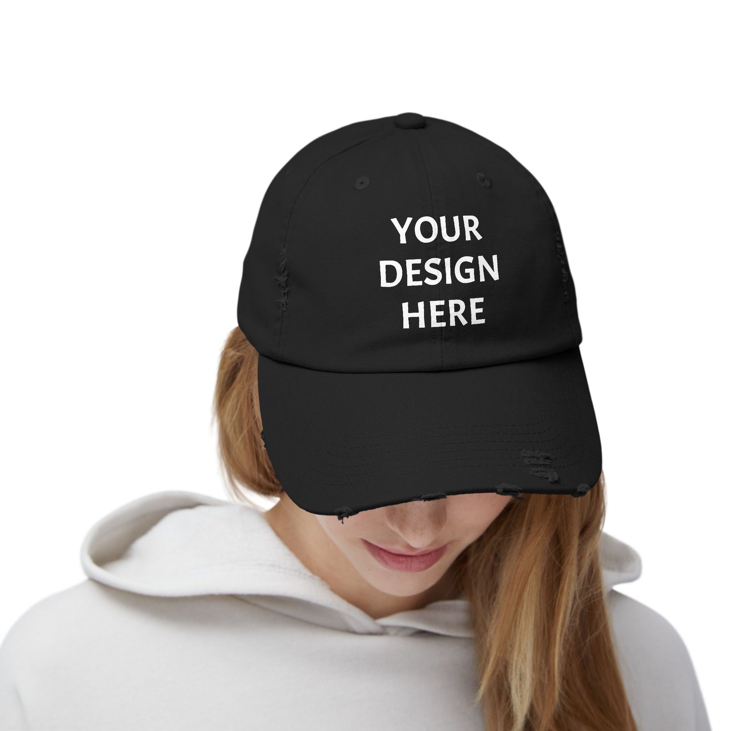 Design Your Own Unisex Distressed Cap - Trendy Casual Style Hat with Your Design