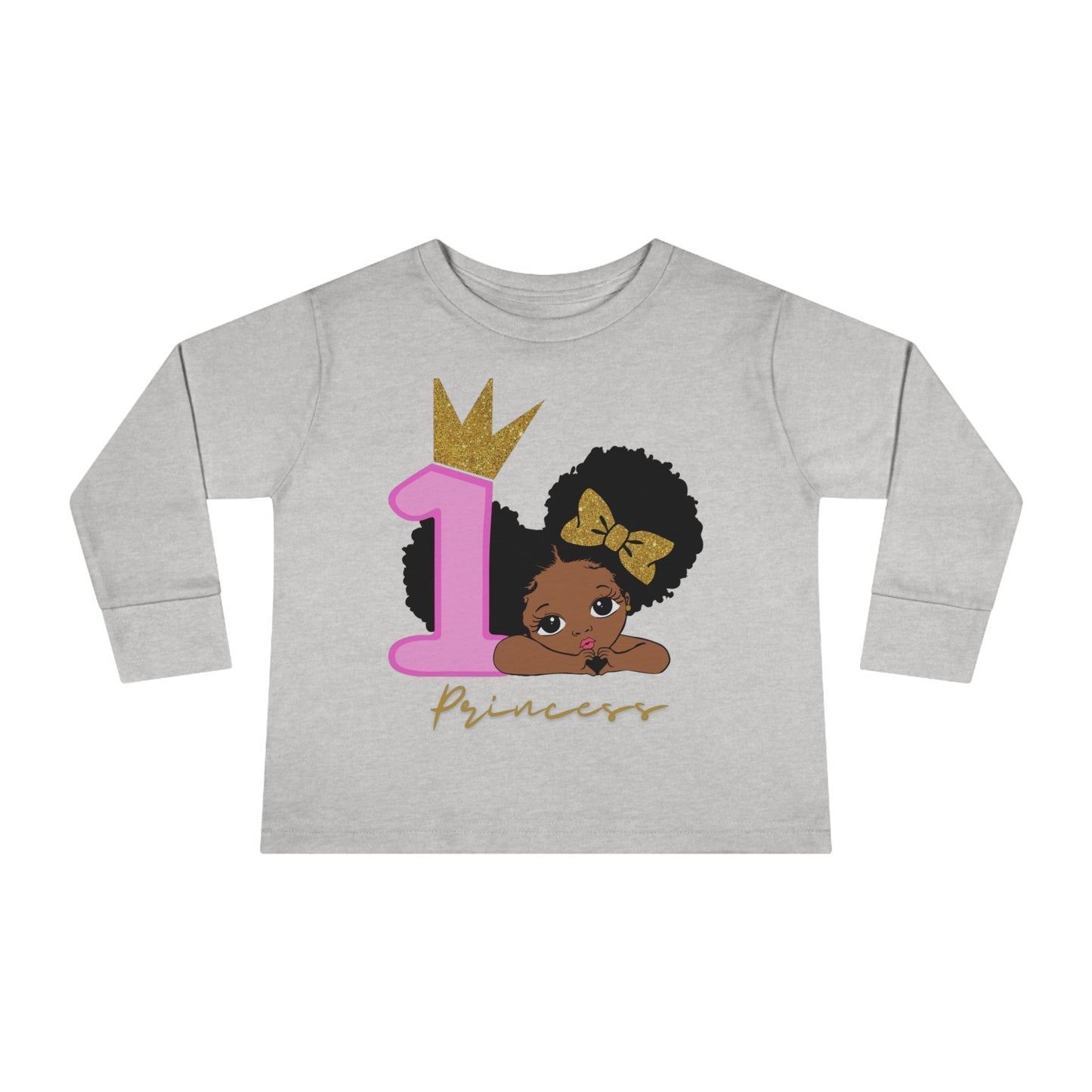 1st Birthday Brown-Girl Toddler Long Sleeve Tee