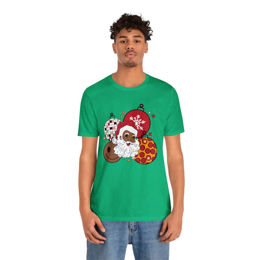 Christmas Black Santa T-Shirt, Unisex Sizing