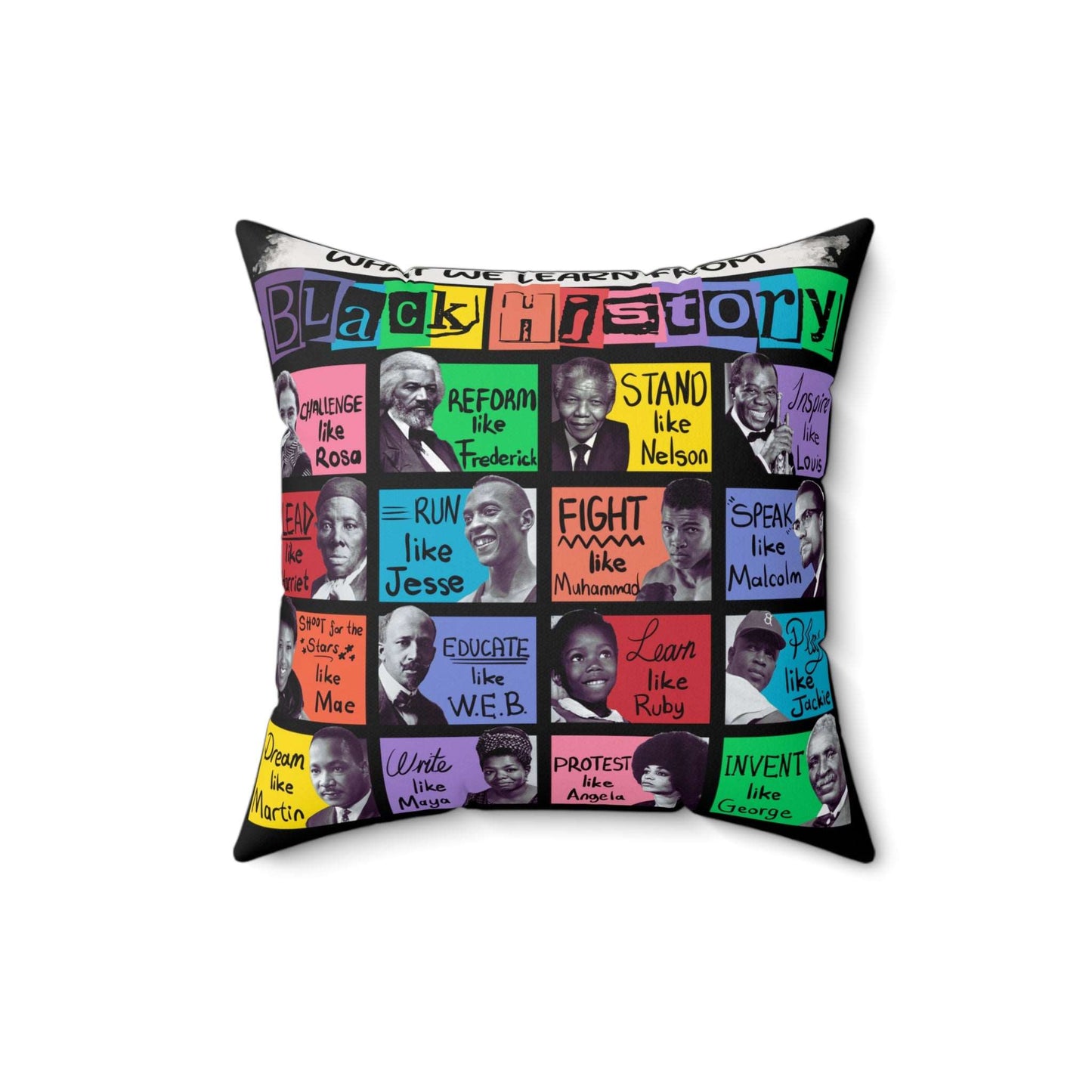 Black History Icons Pillow | Black Heritage Accent Pillow, Free Shipping, Celebrate Black History