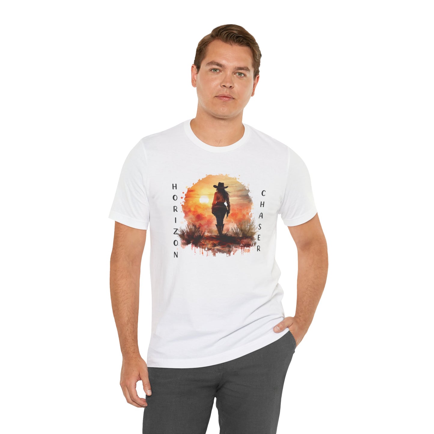 Cowboy Horizon Chaser T-shirt | Watercolor Sunset Western Cowboy Shirt