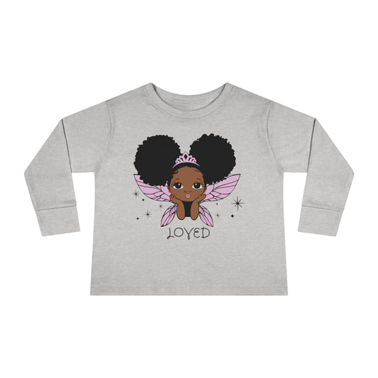 Loved! Brown-Girl Toddler Long Sleeve Tee