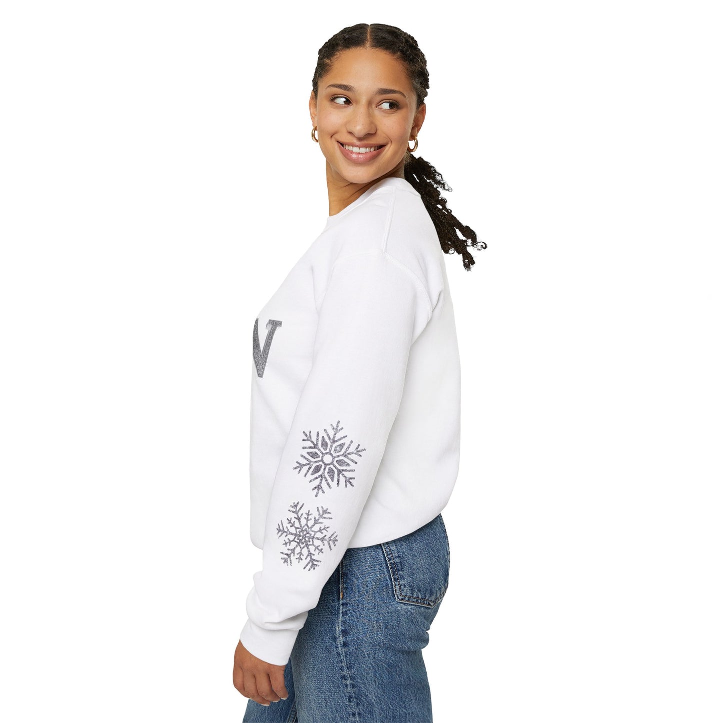 Let It Snow, Snowman Christmas Sweatshirt | Faux Sequins & Faux Embroidery