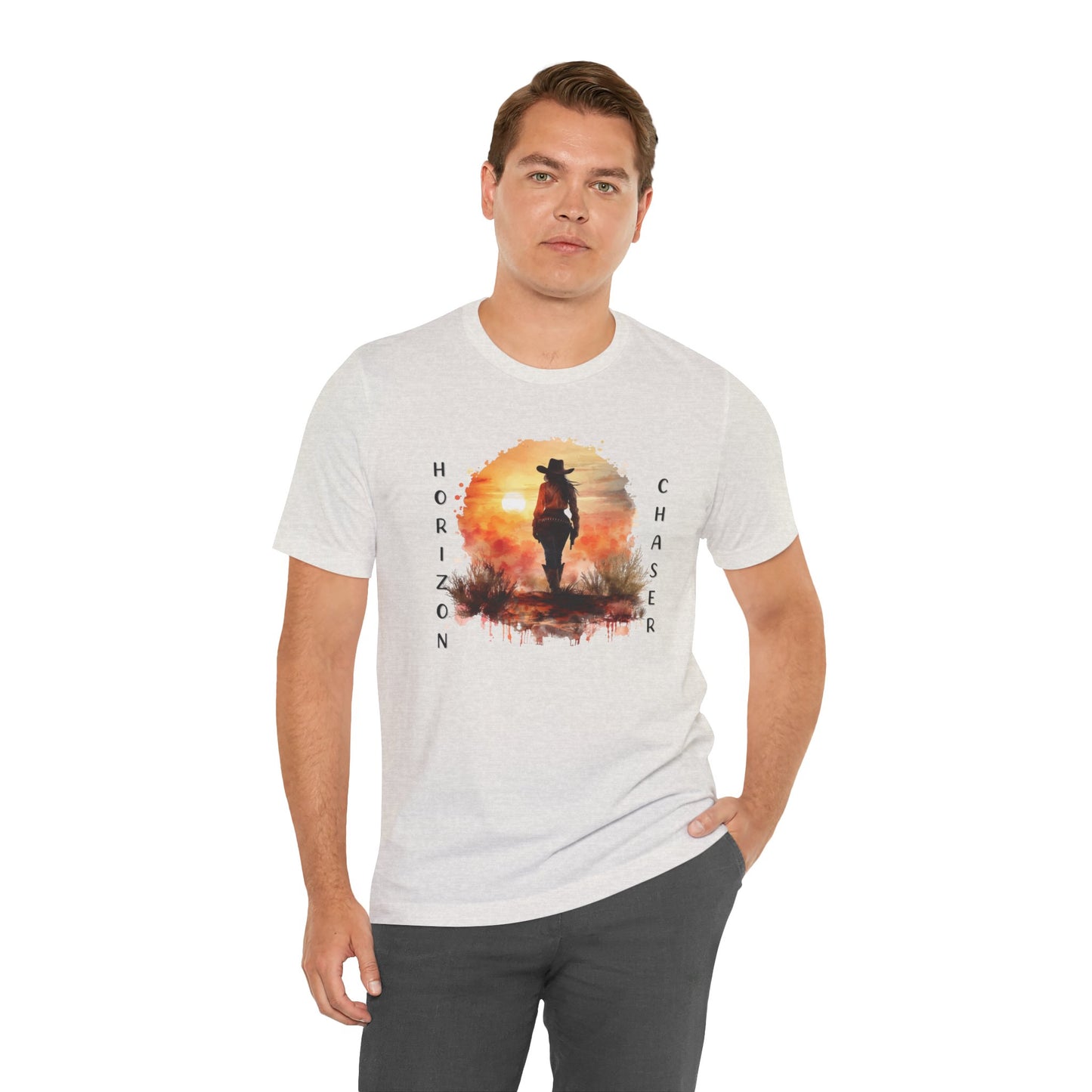 Cowboy Horizon Chaser T-shirt | Watercolor Sunset Western Cowboy Shirt