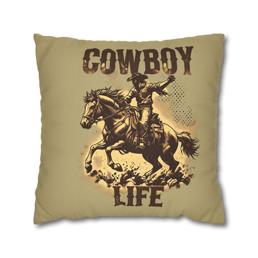 Cowboy Life Square Pillowcase – Rustic Home Decor for Western Enthusiasts