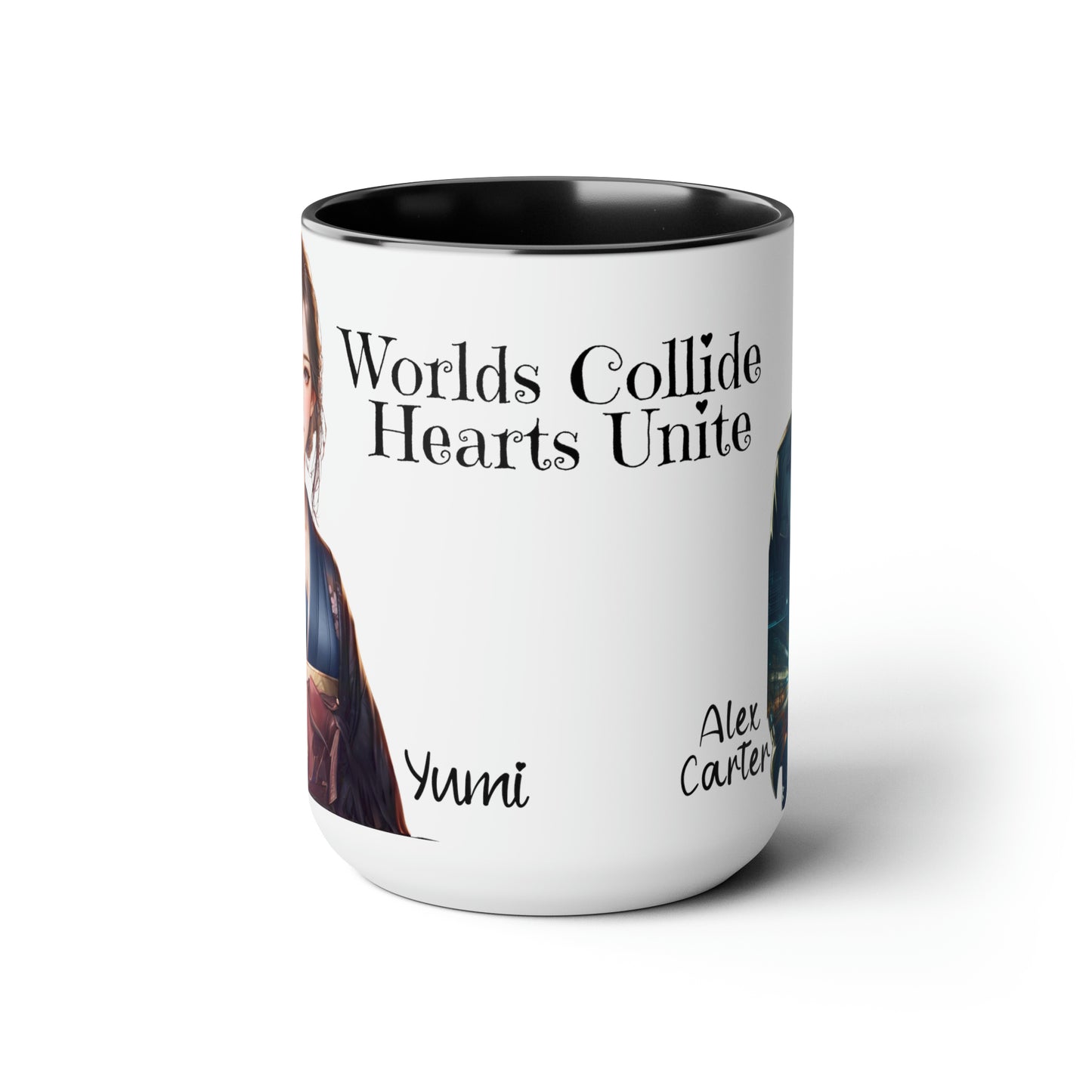 World's Collide Heart Unite Coffee Mug | Two-Tone 15oz Mug