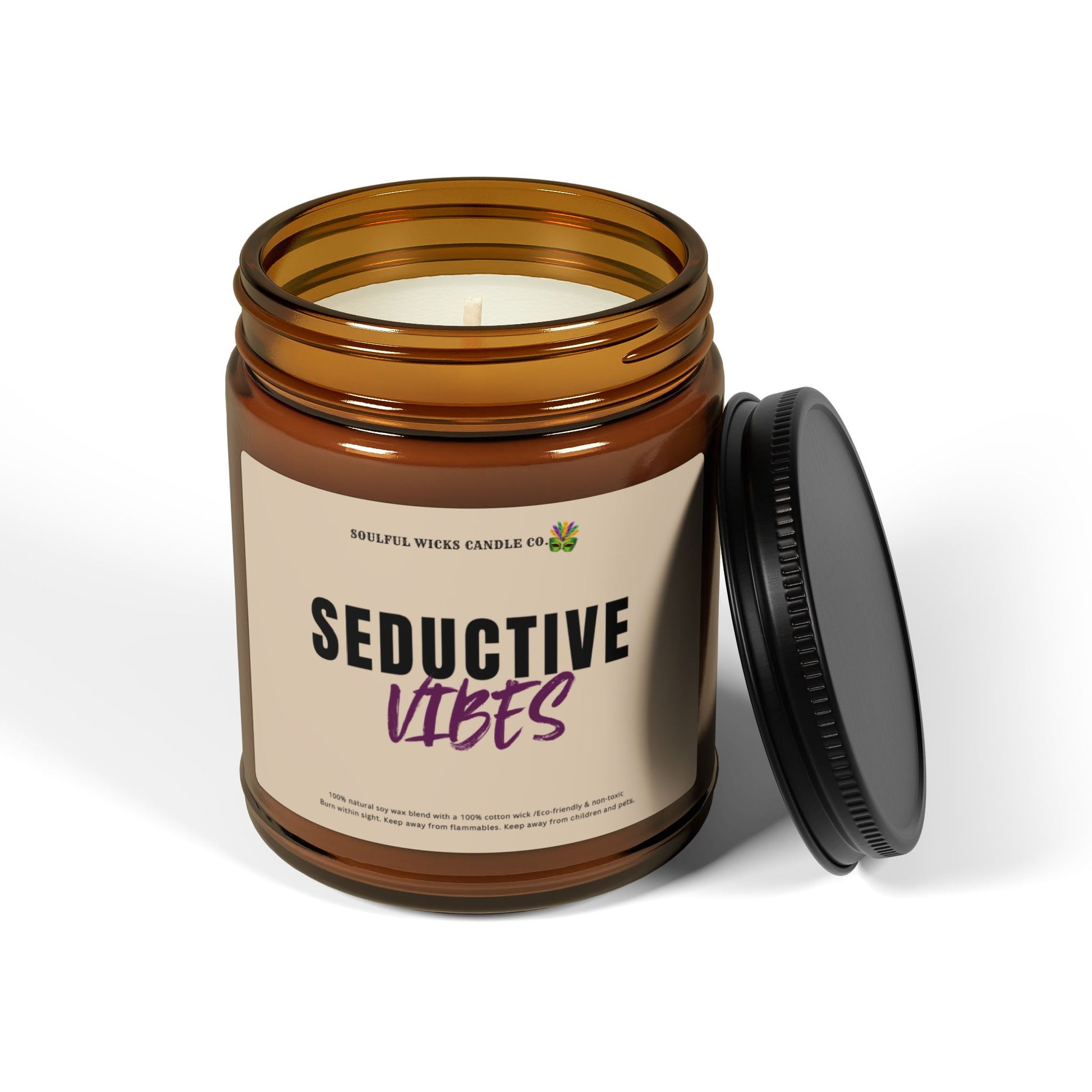 Seductive Vibes Scented Soy Candle in Amber Jar, Valentine's Day