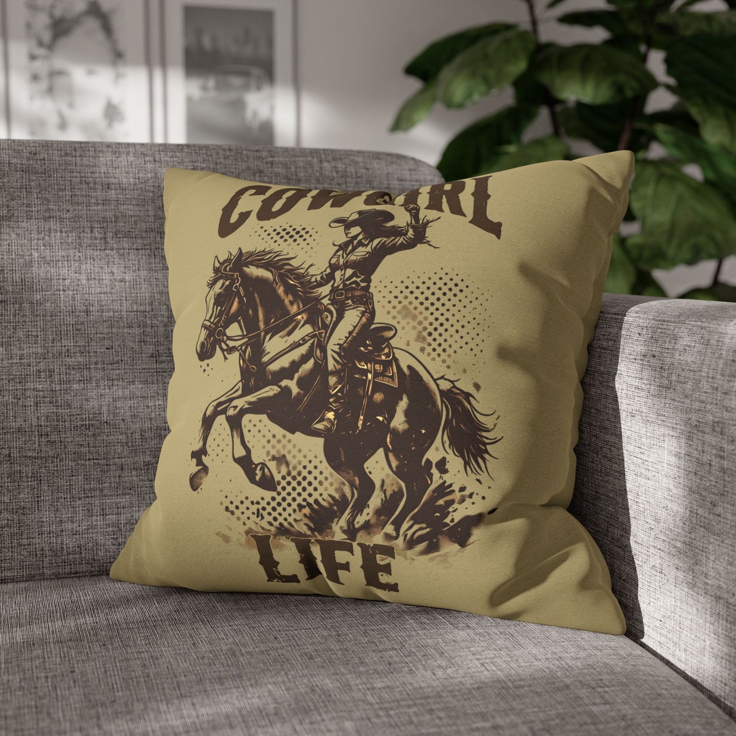 Cowgirl Life Square Pillowcase – Rustic Home Decor for Western Enthusiasts