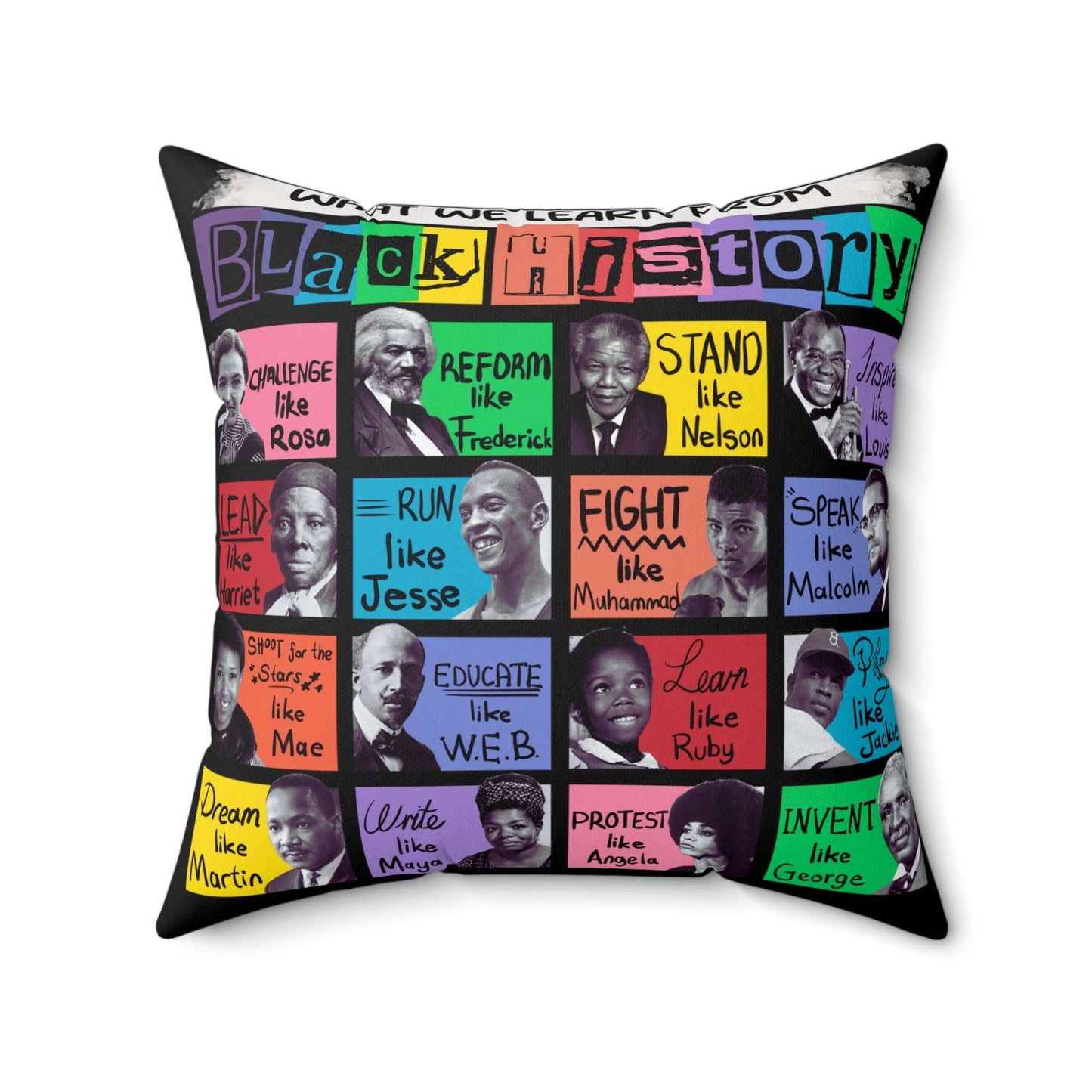 Black History Icons Pillow | Black Heritage Accent Pillow, Free Shipping, Celebrate Black History