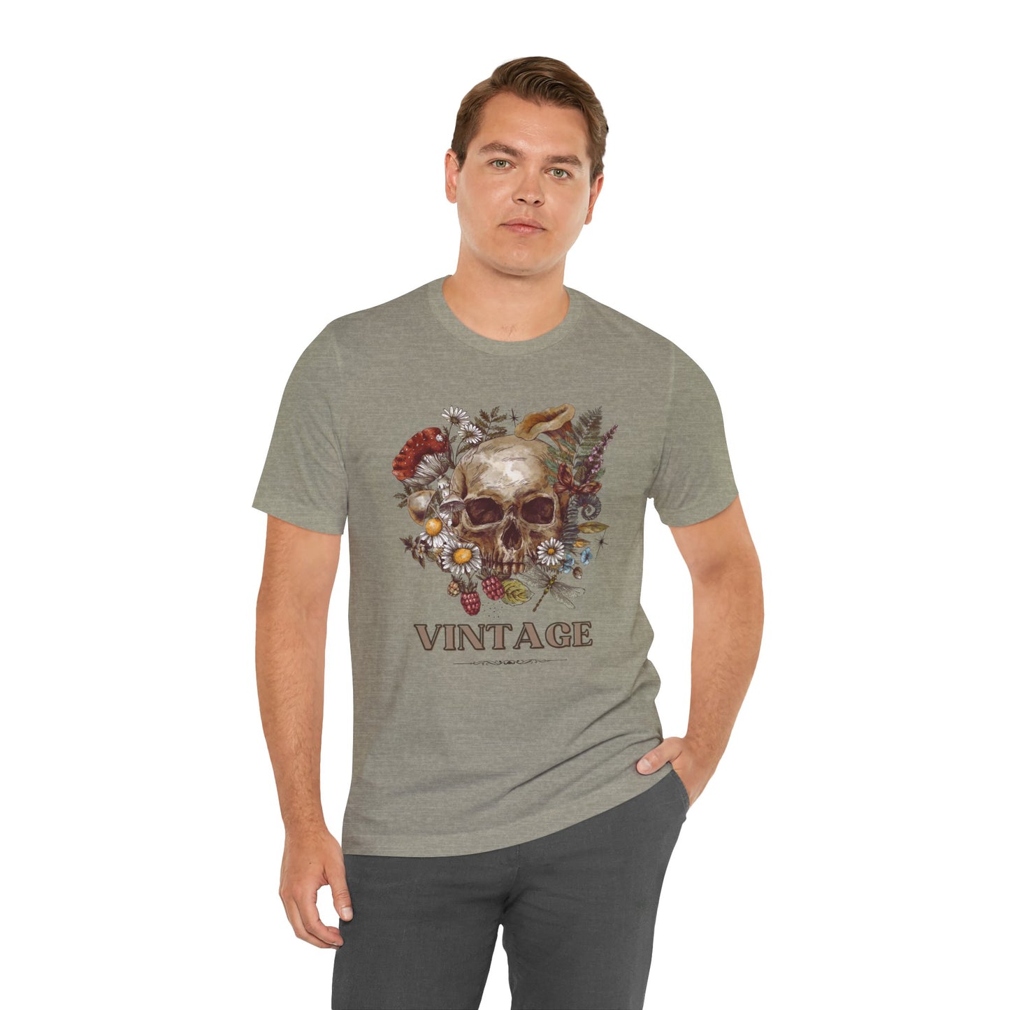 Experience timeless style with our Vintage Skull Tee - Retro, adorned with a detailed heritage-inspired skull and floral print. Crafted from 100% Airlume combed and ring-spun cotton for supreme comfort and durability, sustainable fashion