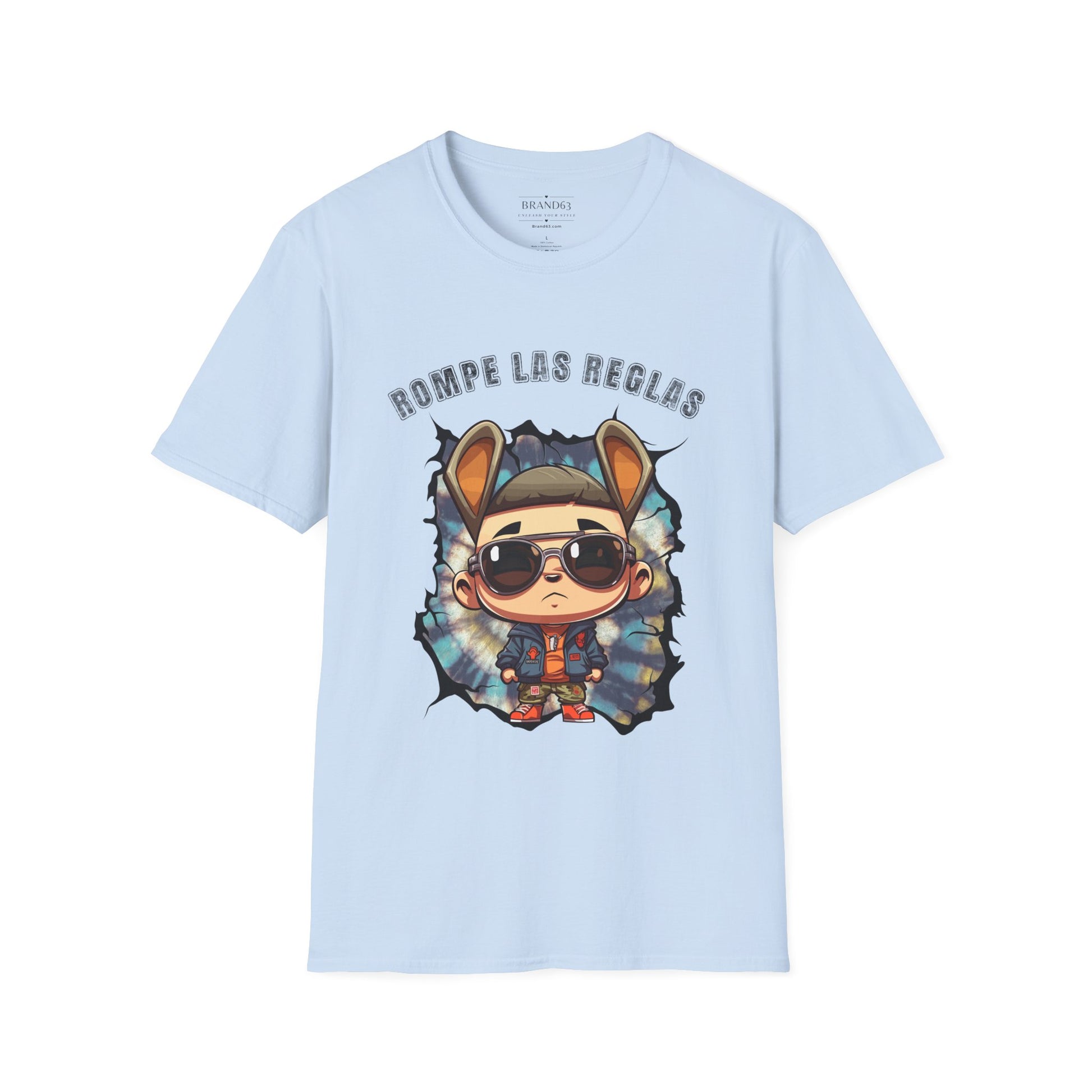 Bad Bunny inspired grey t-shirt with 'Break The Rules' slogan for spring break vacation wear, featuring free shipping. White Tshirt