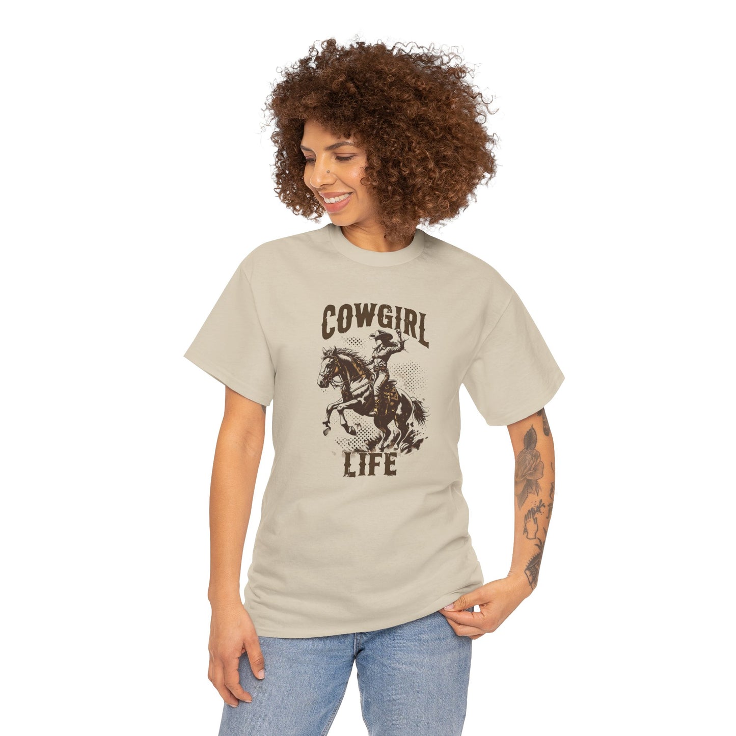 Rustic Western Cowgirl Life Heavy Cotton T-Shirt