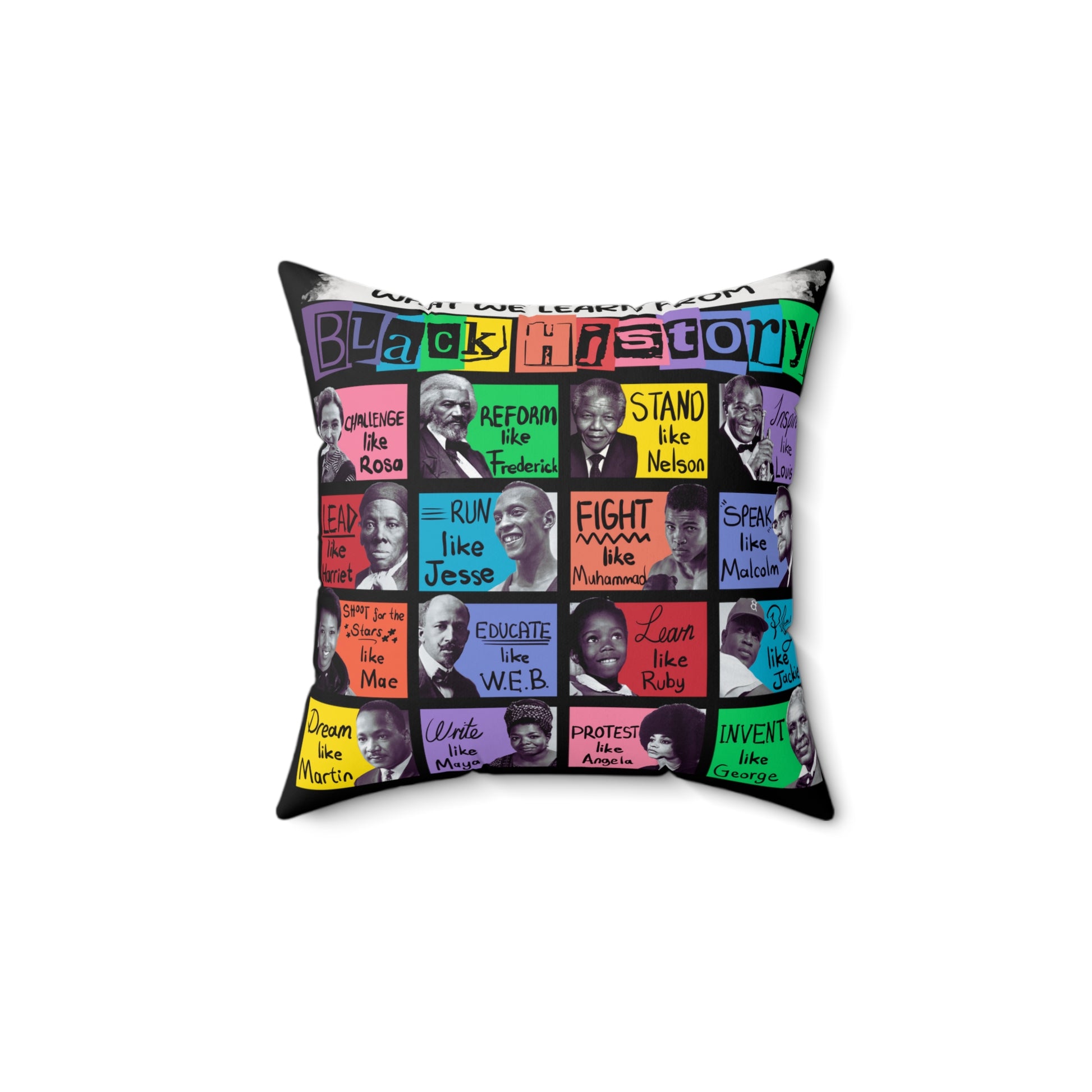 Black History Icons Pillow | Black Heritage Accent Pillow, Free Shipping, Celebrate Black History