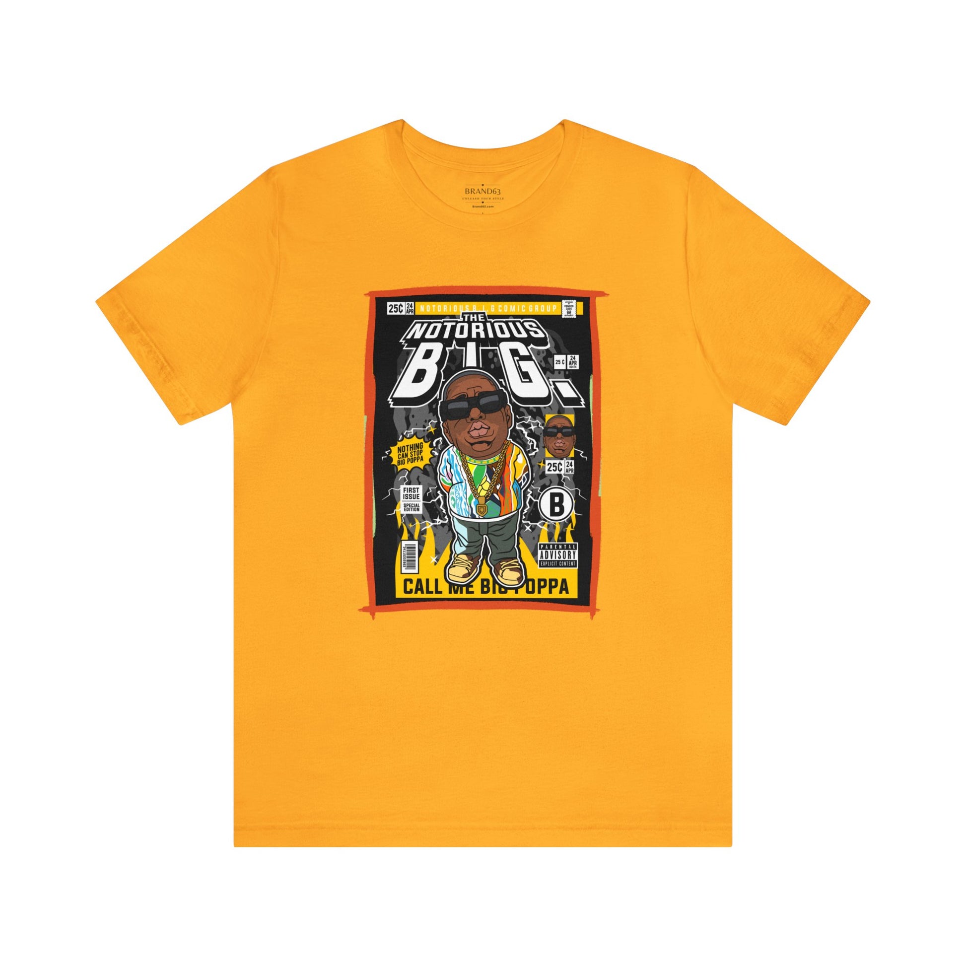 Brand63's exclusive Notorious B.I.G, Biggie, Comic Book-Pop Art T-shirt collection, featuring vibrant designs with free shipping on orders over $100