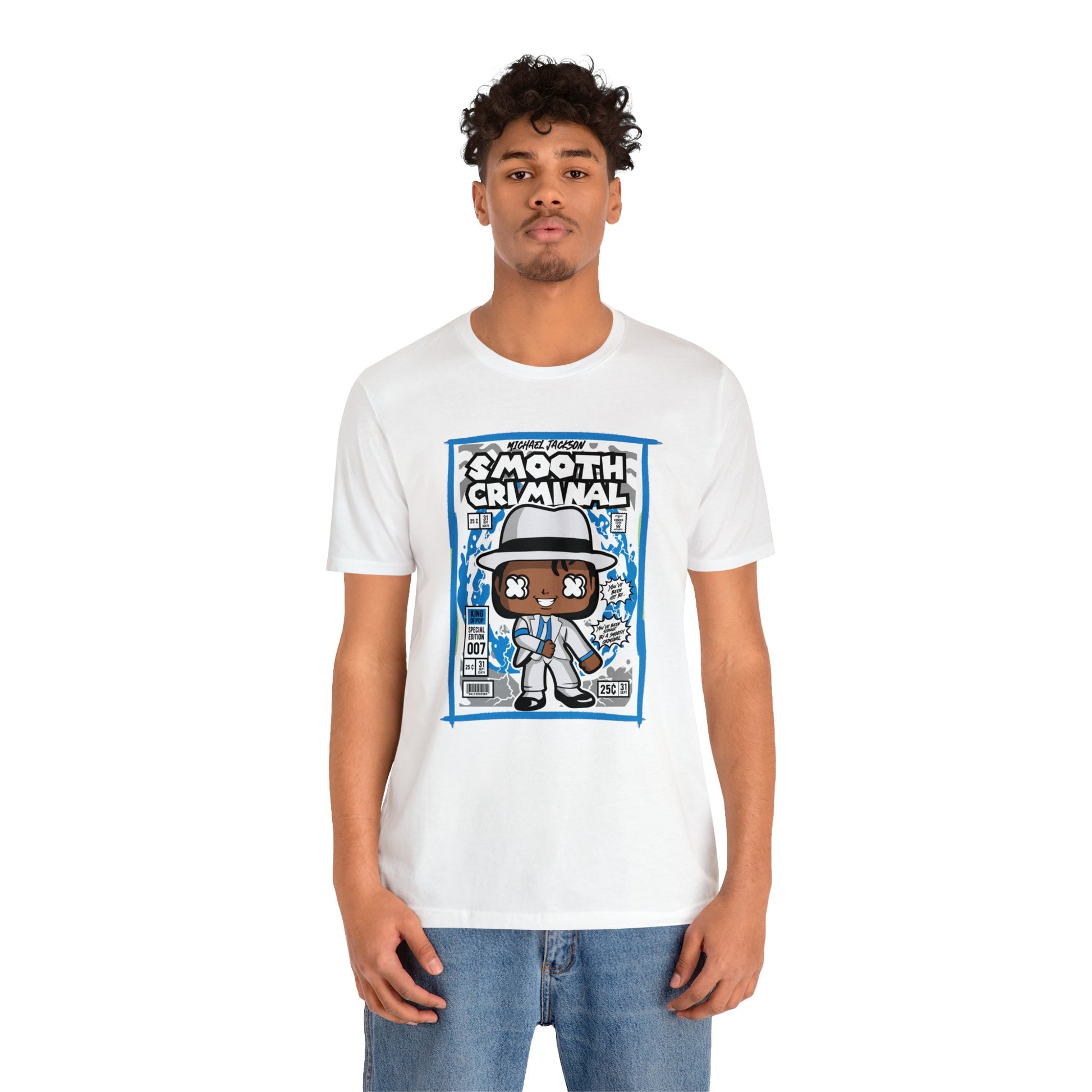 Brand63's exclusive Smooth Criminal Michael Jackson  Comic Book-Pop Art T-shirt collection, featuring vibrant designs with free shipping on orders over $100