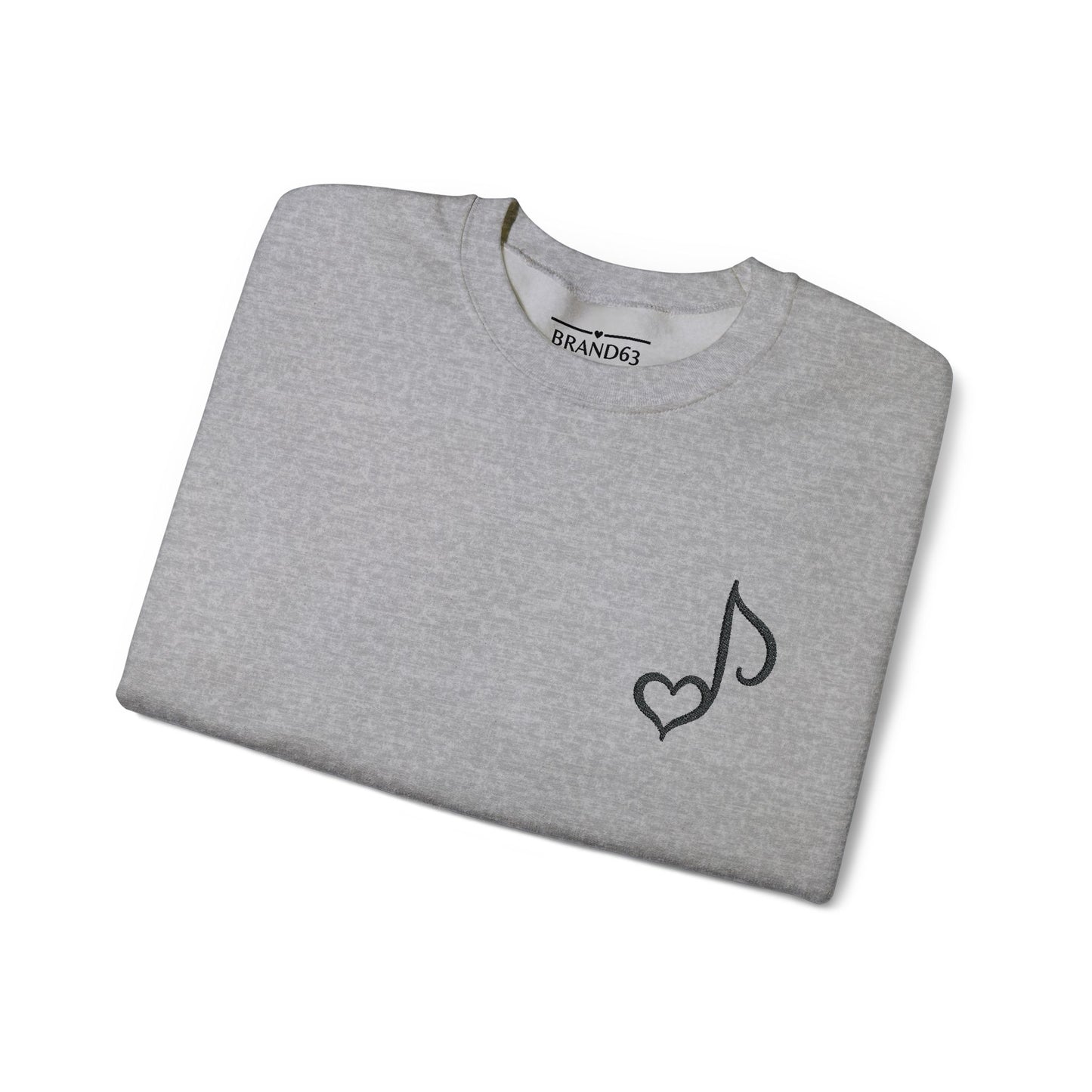 Embroidered Musical Heart Note Crewneck Sweatshirt | Sustainable, and Perfect for Music Lovers