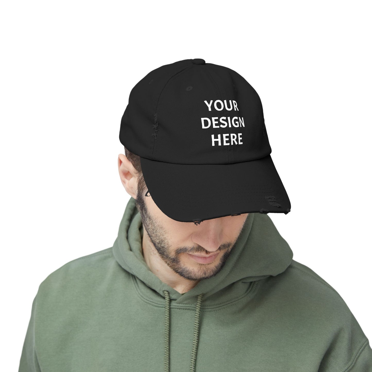 Design Your Own Unisex Distressed Cap - Trendy Casual Style Hat with Your Design