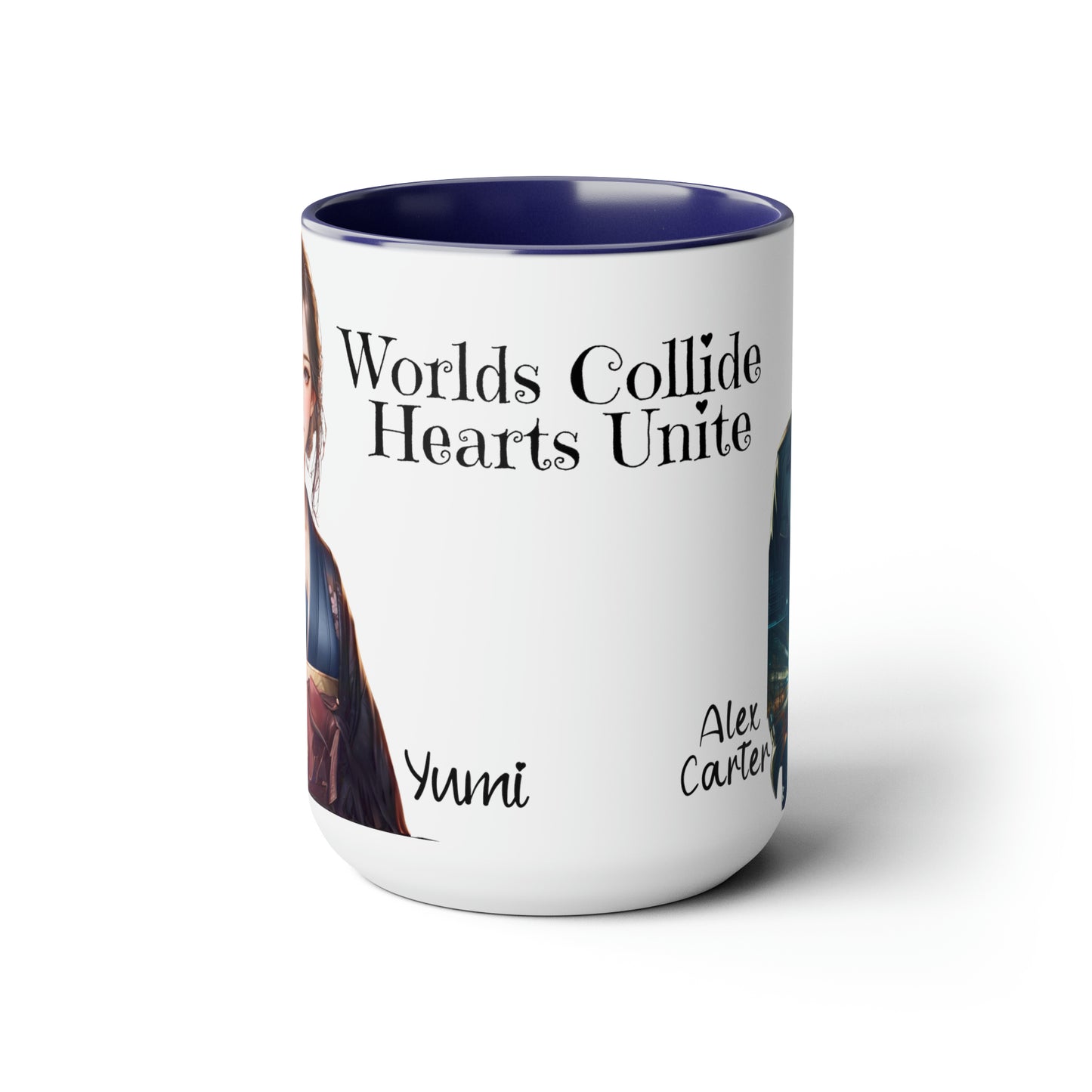 World's Collide Heart Unite Coffee Mug | Two-Tone 15oz Mug