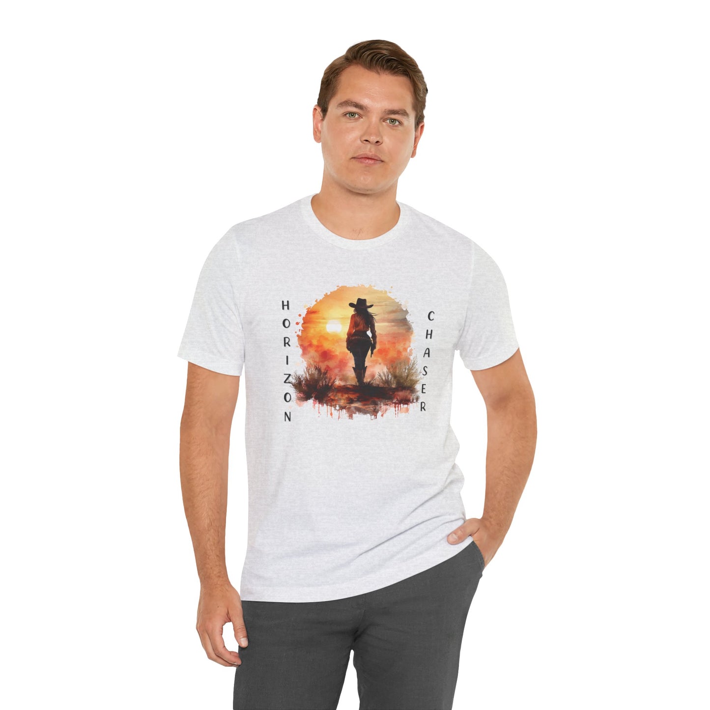 Cowboy Horizon Chaser T-shirt | Watercolor Sunset Western Cowboy Shirt