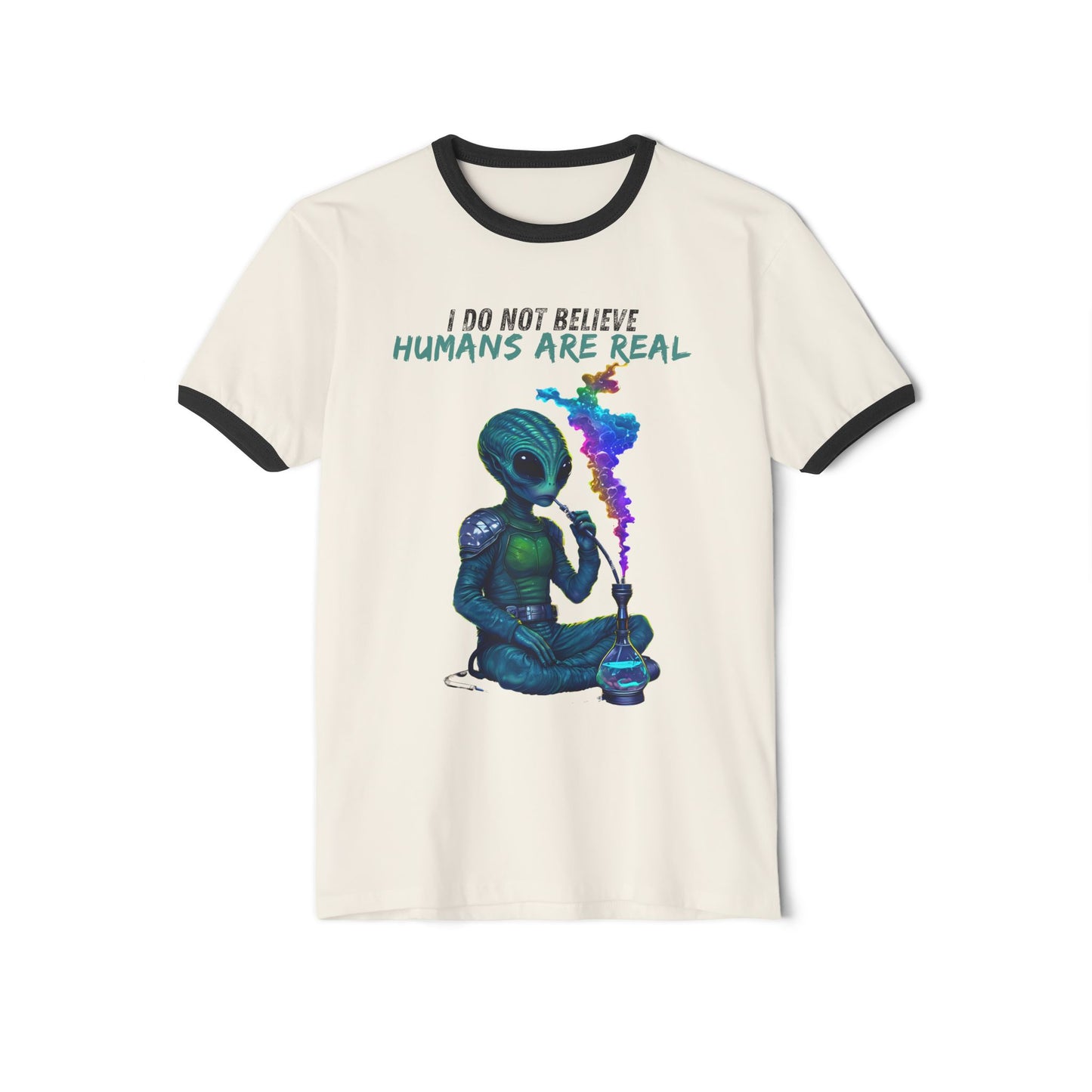 Cosmic Alien Hookah Space Cotton Ringer T-Shirt - Men's & Women Shirt