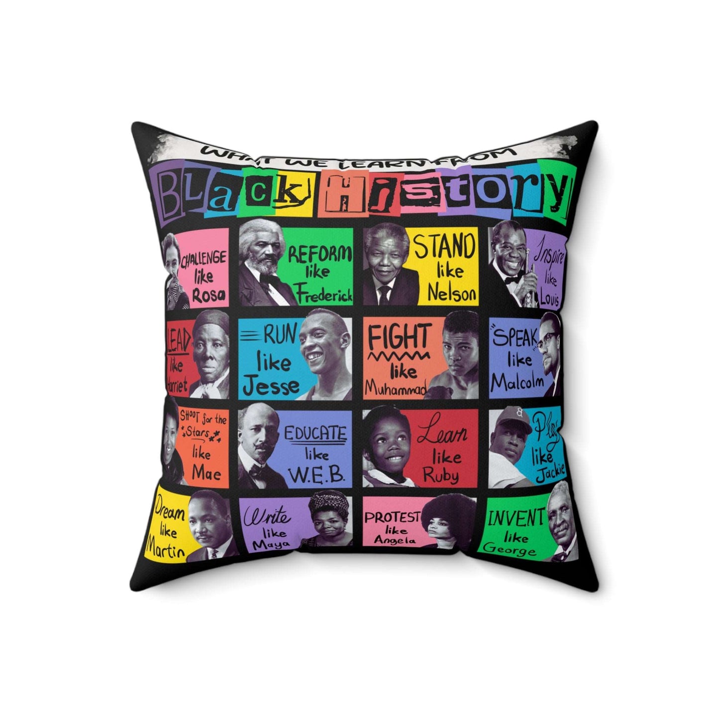 Black History Icons Pillow | Black Heritage Accent Pillow, Free Shipping, Celebrate Black History