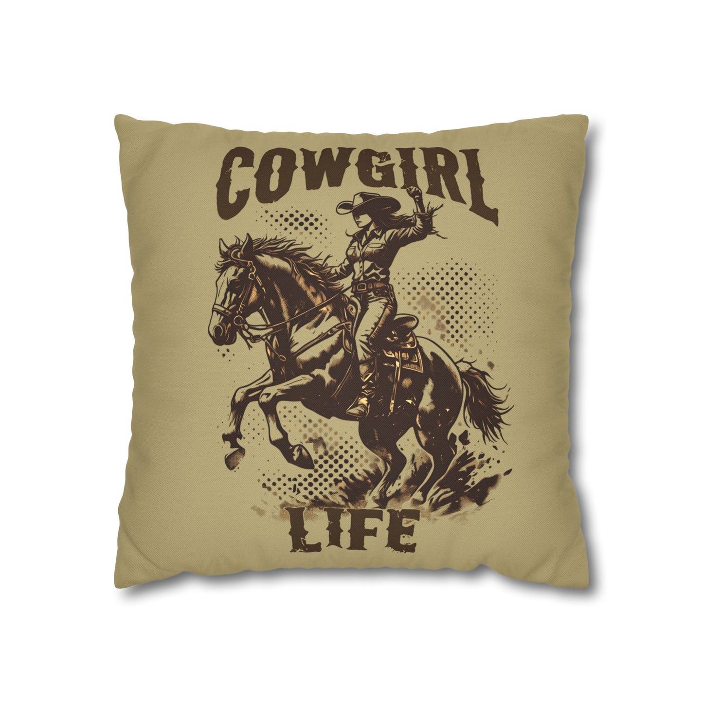 Cowgirl Life Square Pillowcase – Rustic Home Decor for Western Enthusiasts