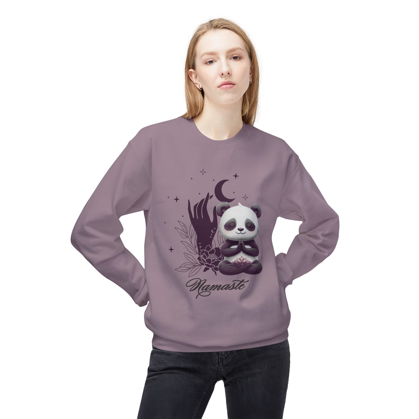 Namaste Panda Lotus Flower Fleece Sweatshirt – Comfort Meets Mindful Style