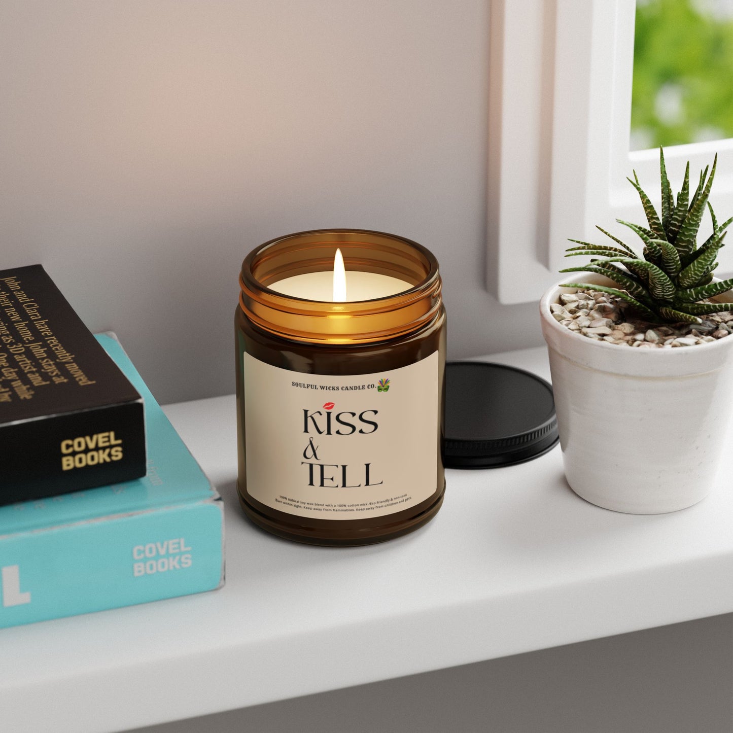 Kiss & Tell Scented Soy Candle in Amber Jar For Valentine's Day