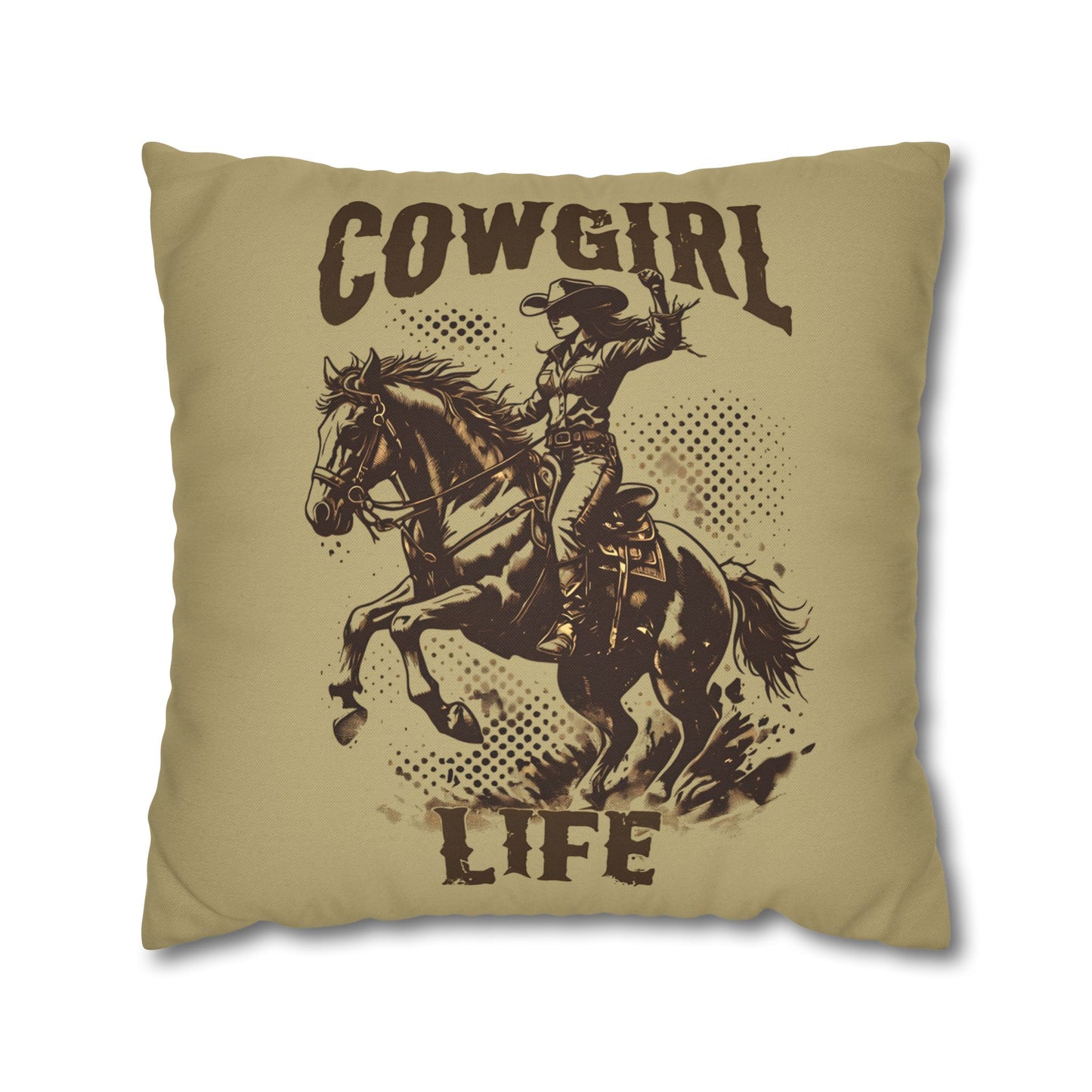 Cowgirl Life Square Pillowcase – Rustic Home Decor for Western Enthusiasts