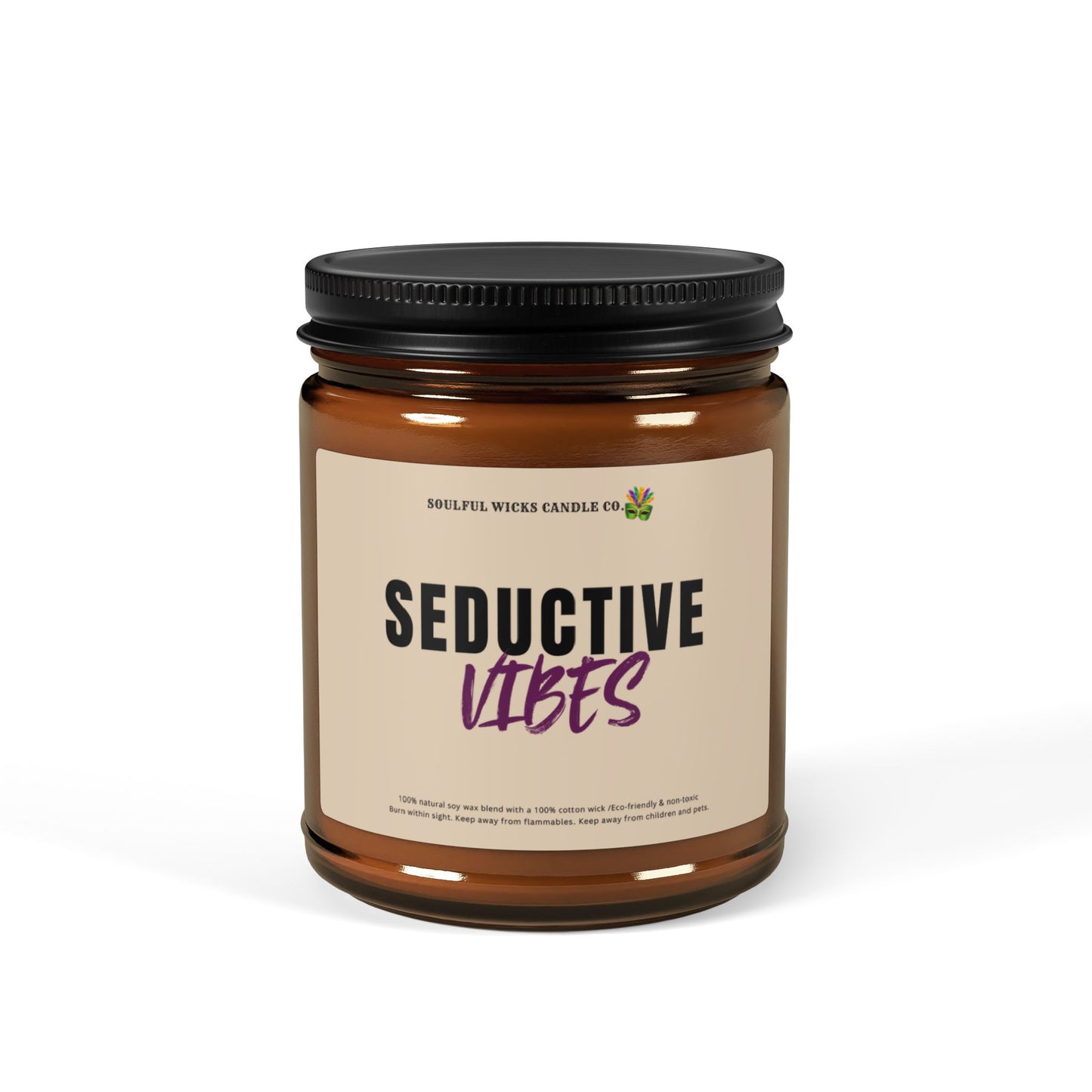 Seductive Vibes Scented Soy Candle in Amber Jar, Valentine's Day