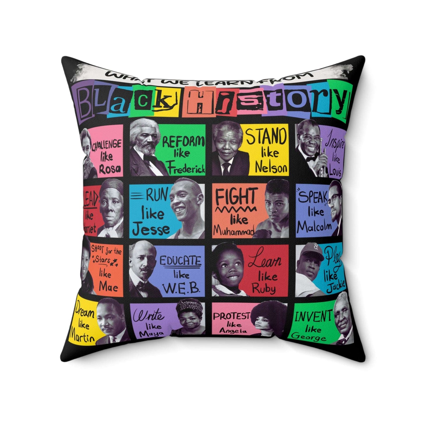 Black History Icons Pillow | Black Heritage Accent Pillow, Free Shipping, Celebrate Black History