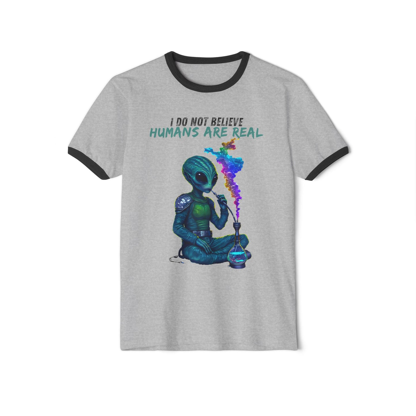 Cosmic Alien Hookah Space Cotton Ringer T-Shirt - Men's & Women Shirt