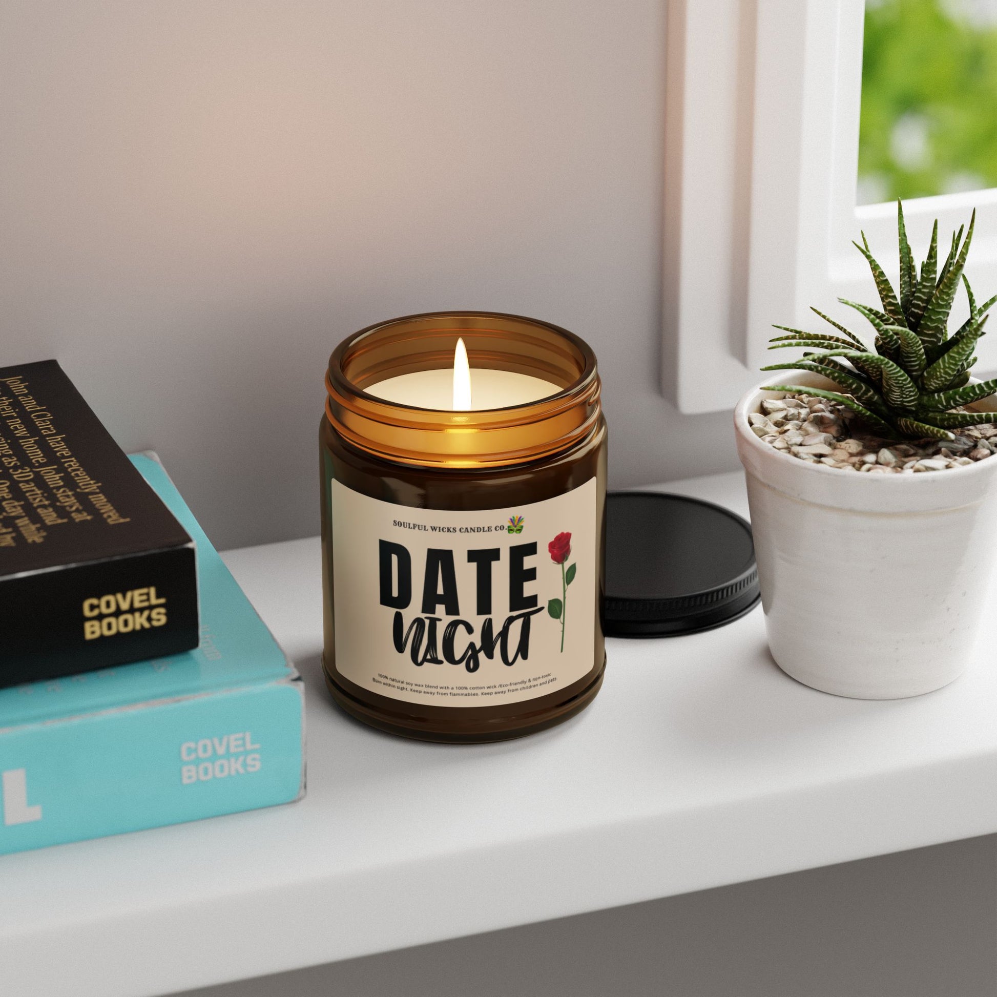 Date Night Scented Soy Candle in Amber Jar for Valentines Day