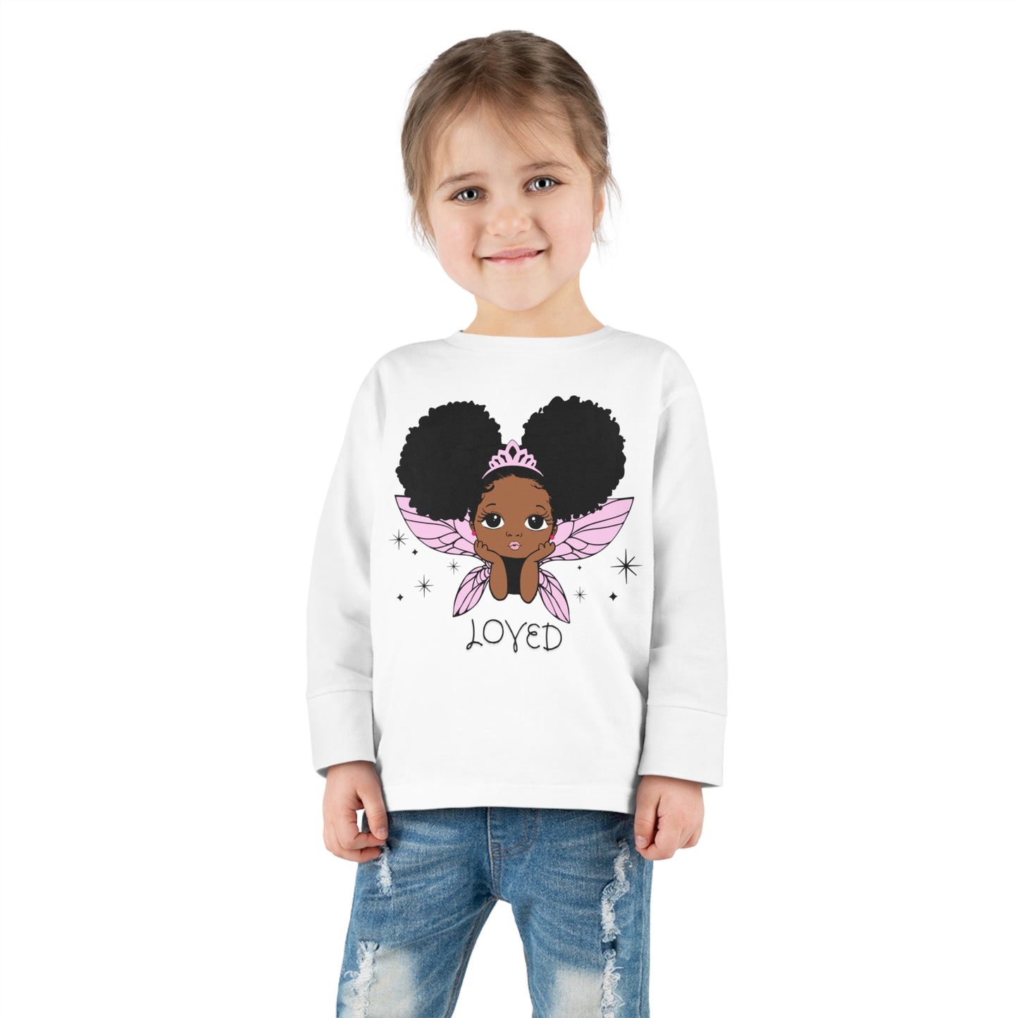 Loved! Brown-Girl Toddler Long Sleeve Tee