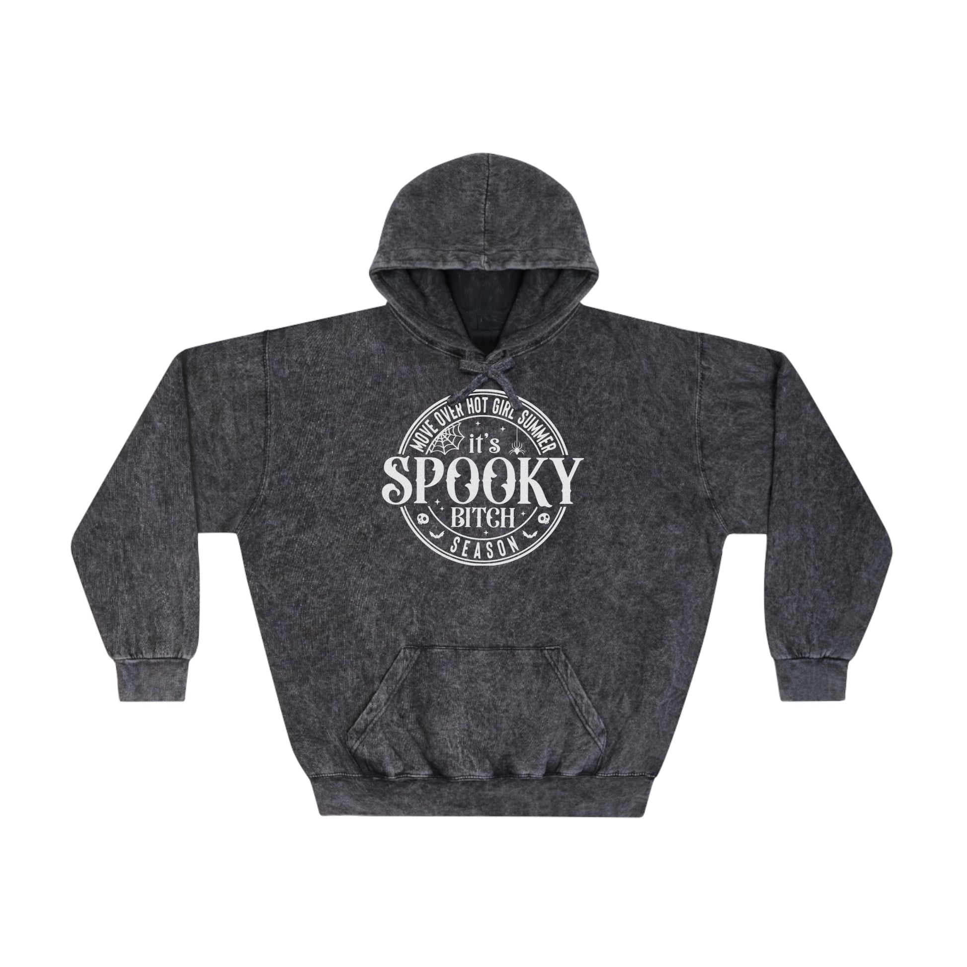 "Spooky Bitch Season" Mineral Wash Hoodie (Front & Back Design) - Brand63