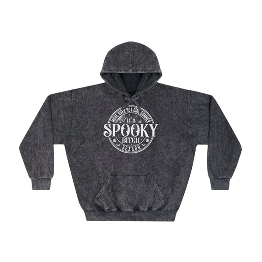 "Spooky Bitch Season" Mineral Wash Hoodie (Front & Back Design) - Brand63