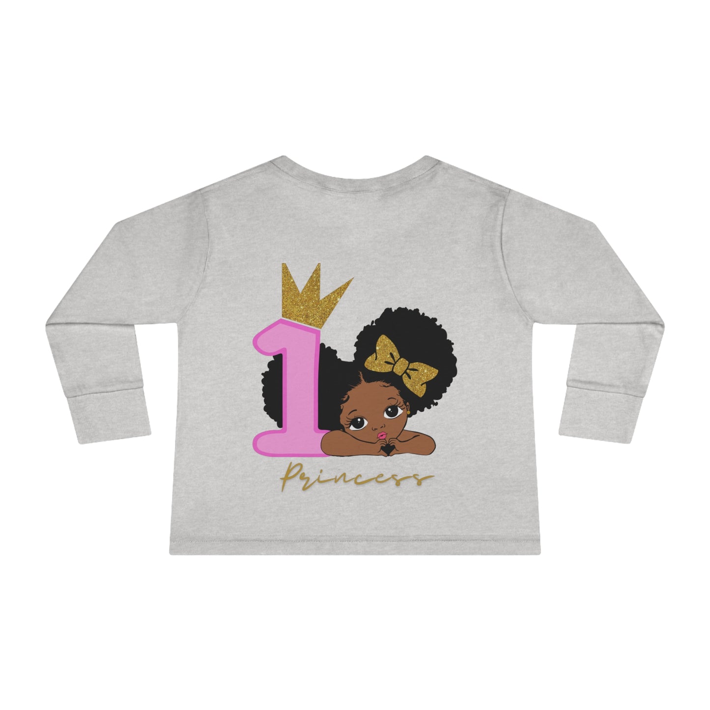 1st Birthday Brown-Girl Toddler Long Sleeve Tee