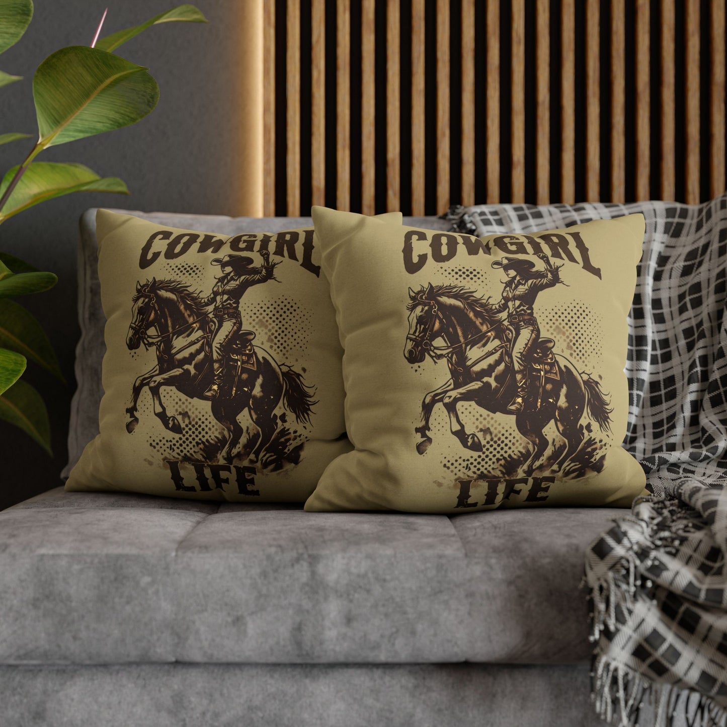 Cowgirl Life Square Pillowcase – Rustic Home Decor for Western Enthusiasts