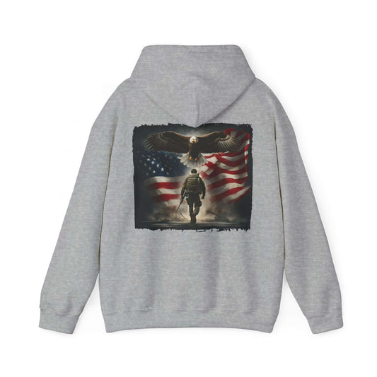 Patriotic Eagle & Soldier Hoodie – Veterans, Military Families, and Americans Patriotic Apparel