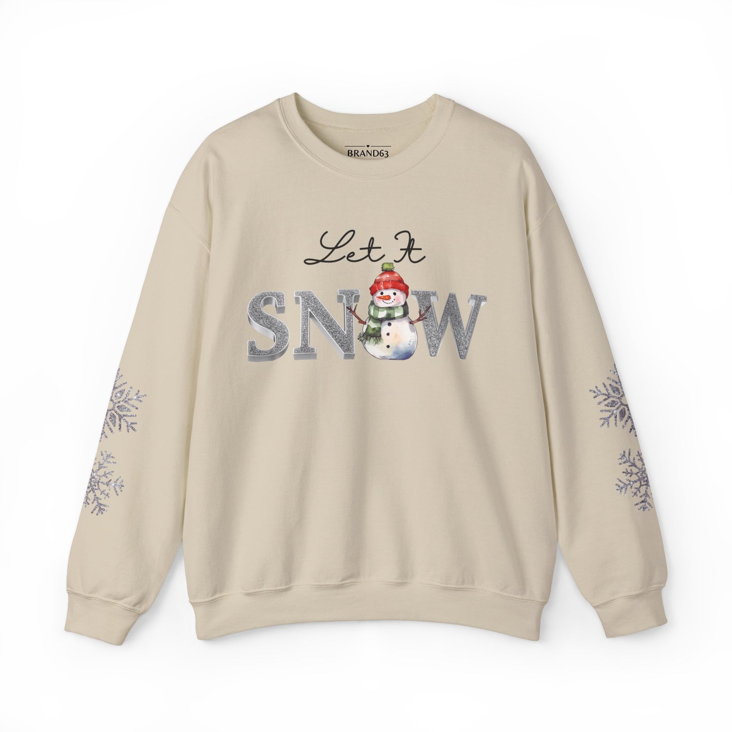 Let It Snow, Snowman Christmas Sweatshirt | Faux Sequins & Faux Embroidery