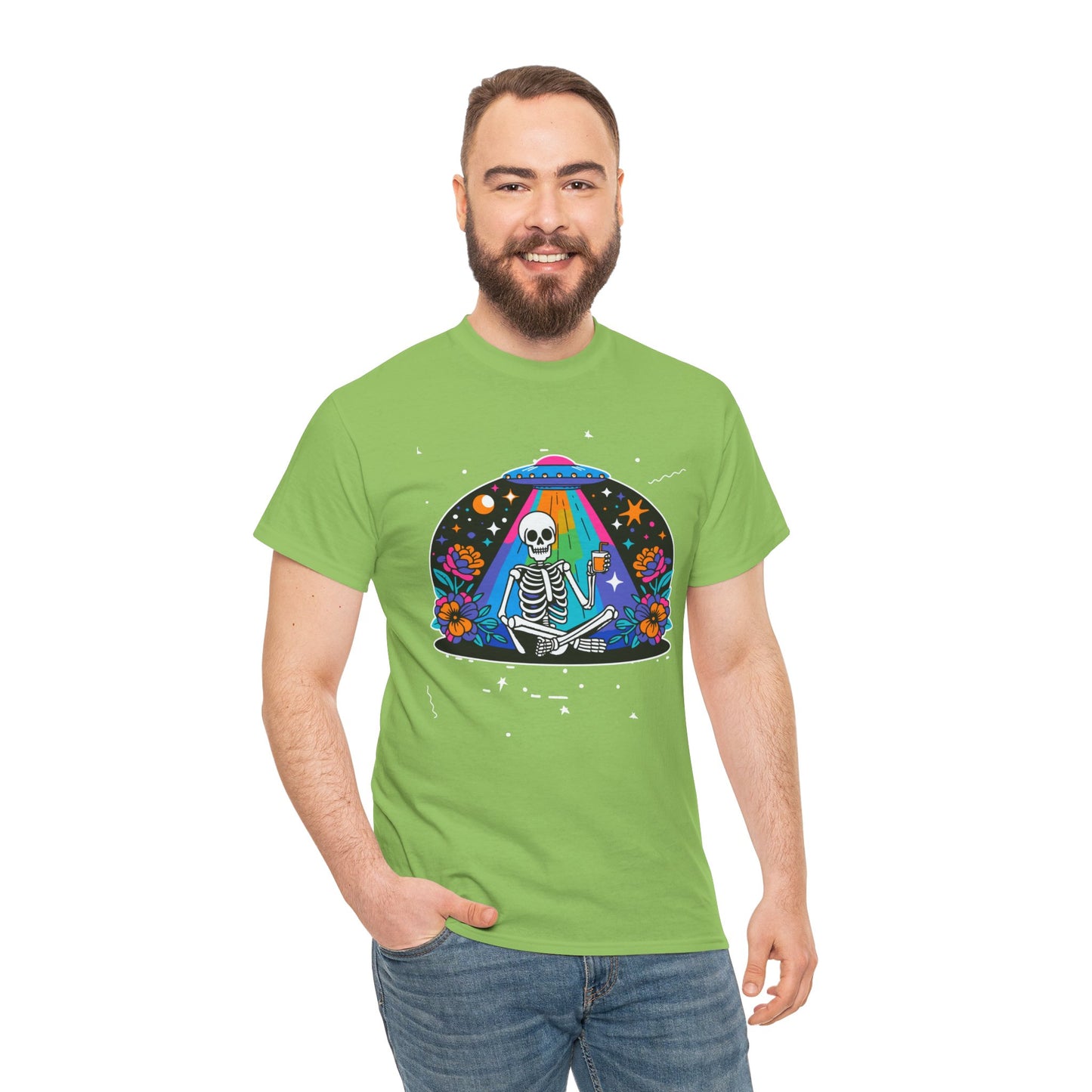 Skeleton UFO Halloween T-Shirt | Plus Size Available