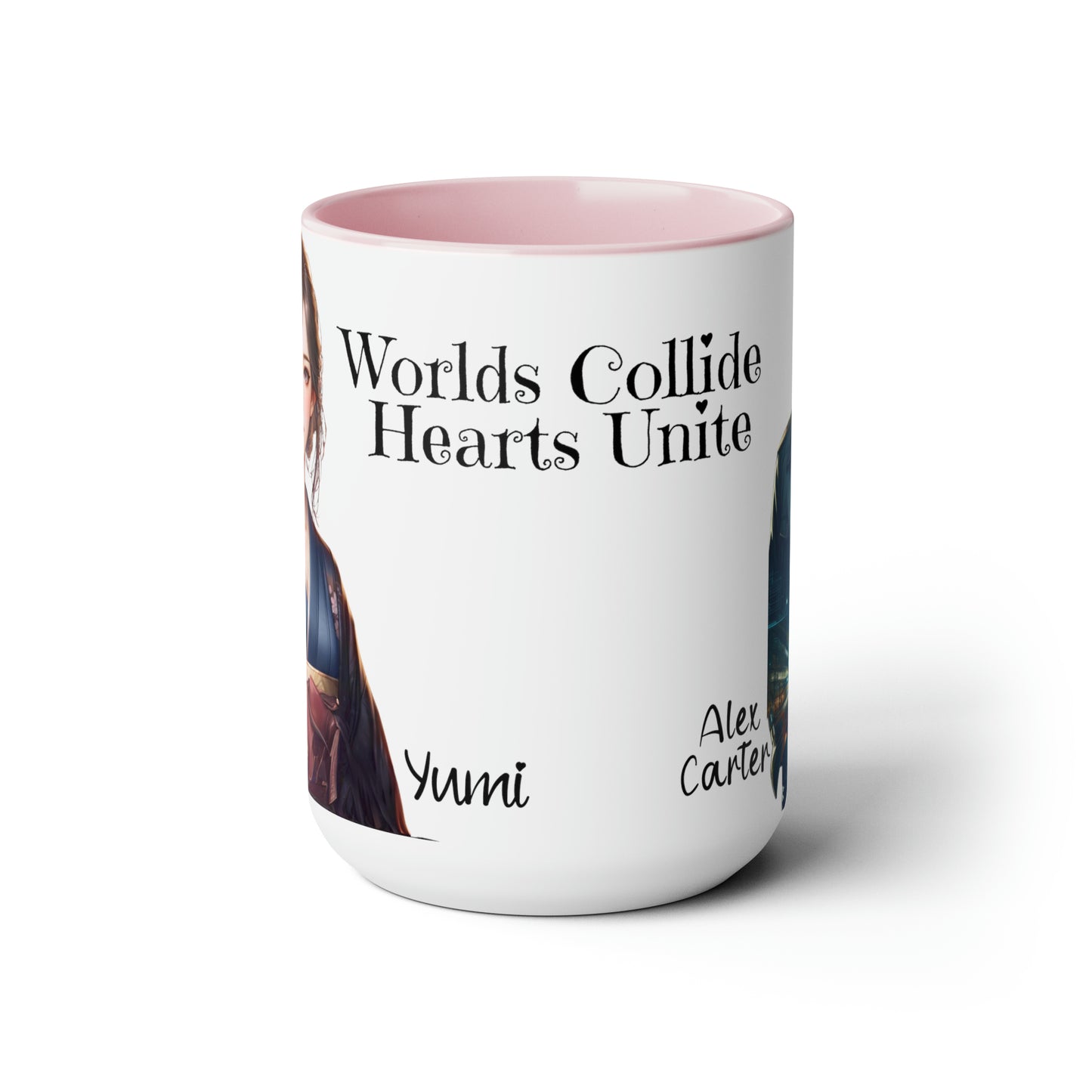 World's Collide Heart Unite Coffee Mug | Two-Tone 15oz Mug