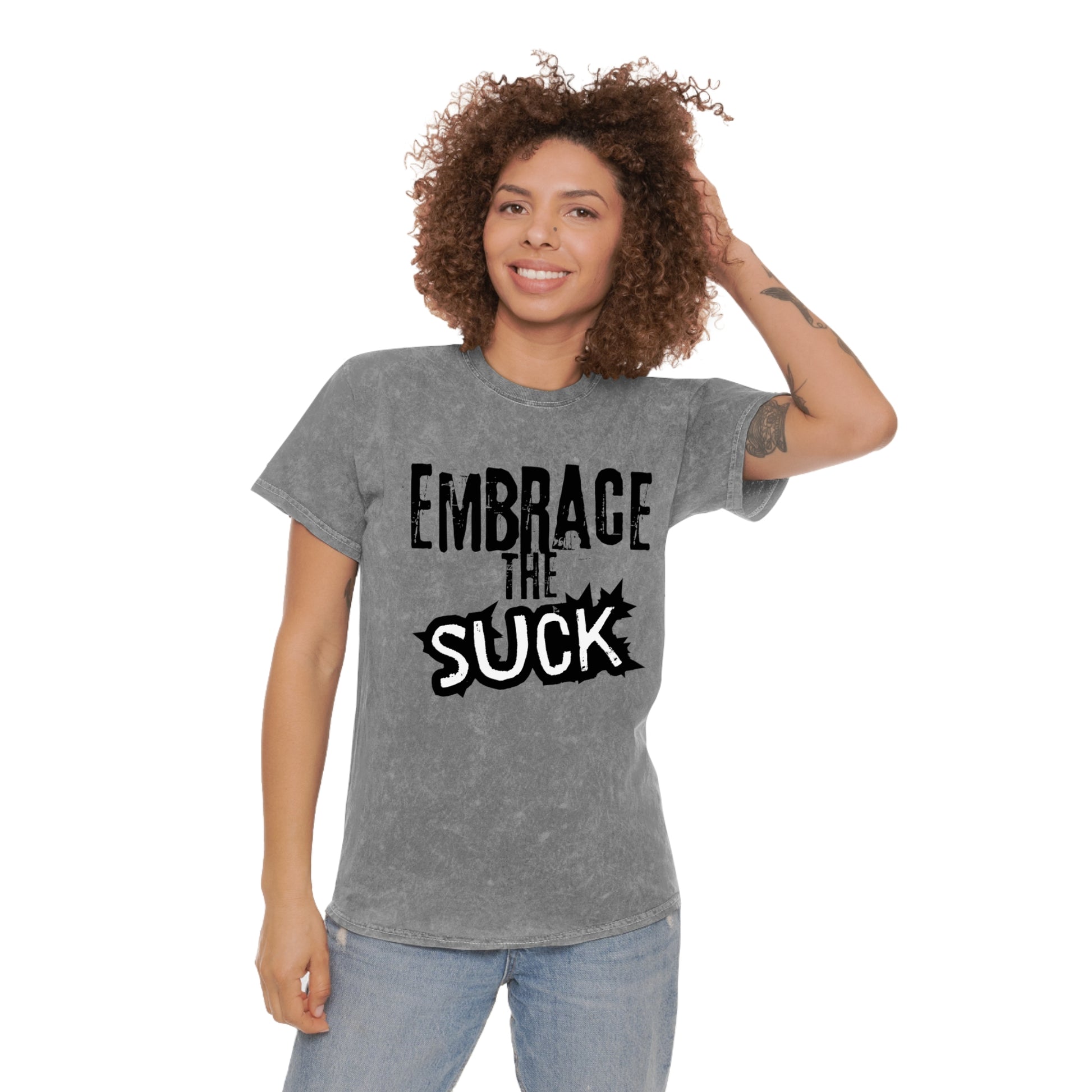 "Embrace the Suck" Mineral Wash Tee – Retro Style Military Talk Shirt