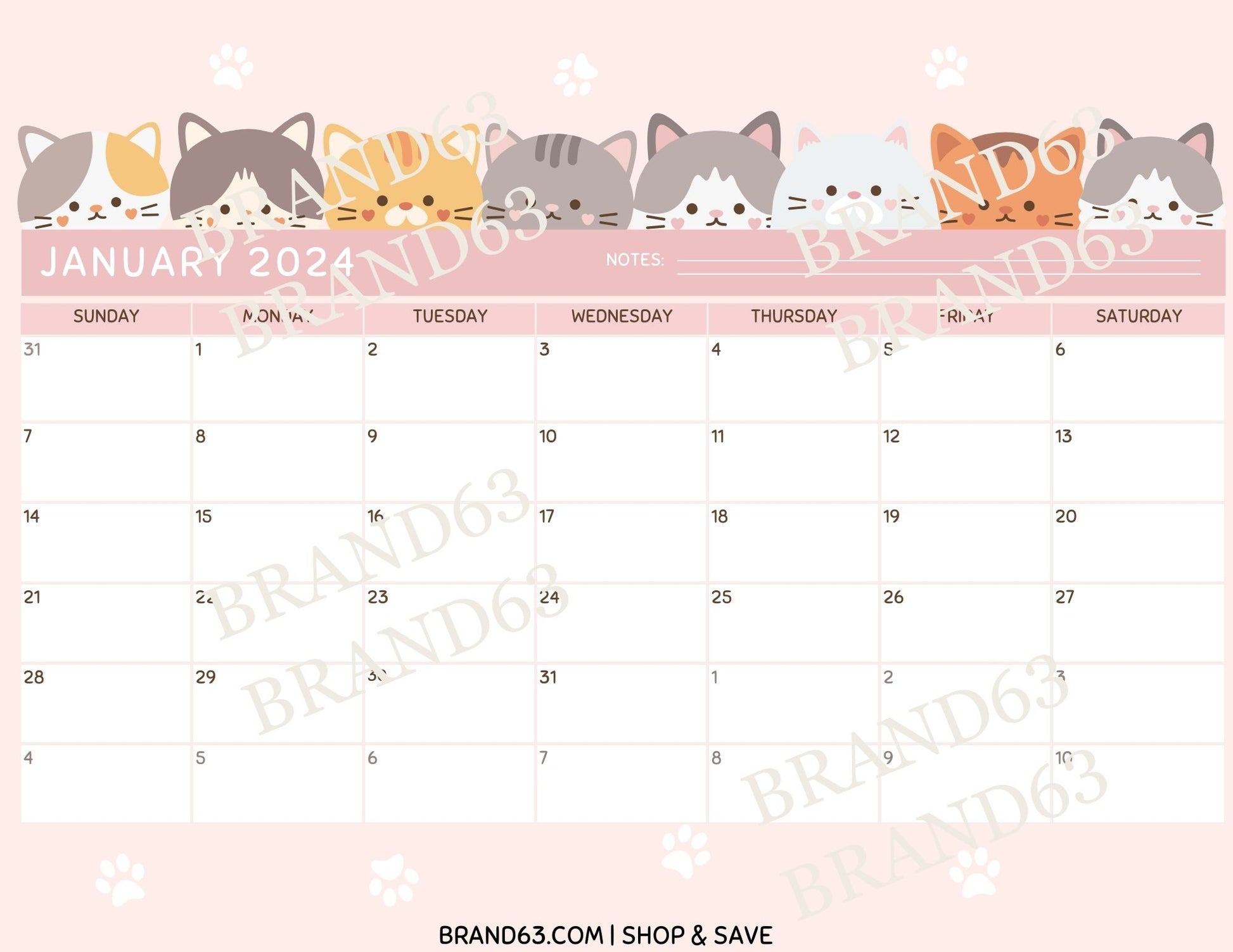 Get Free Stuff, Free Digital Downloads, Freebies, Free Cute Cats January 2024 Calendar Page, PDF FREE, you will get an instant download PDF for you to print and enjoy. This item is free, compliments of Brand63.com Check back often. We are always adding new fascinating FREEBIES!