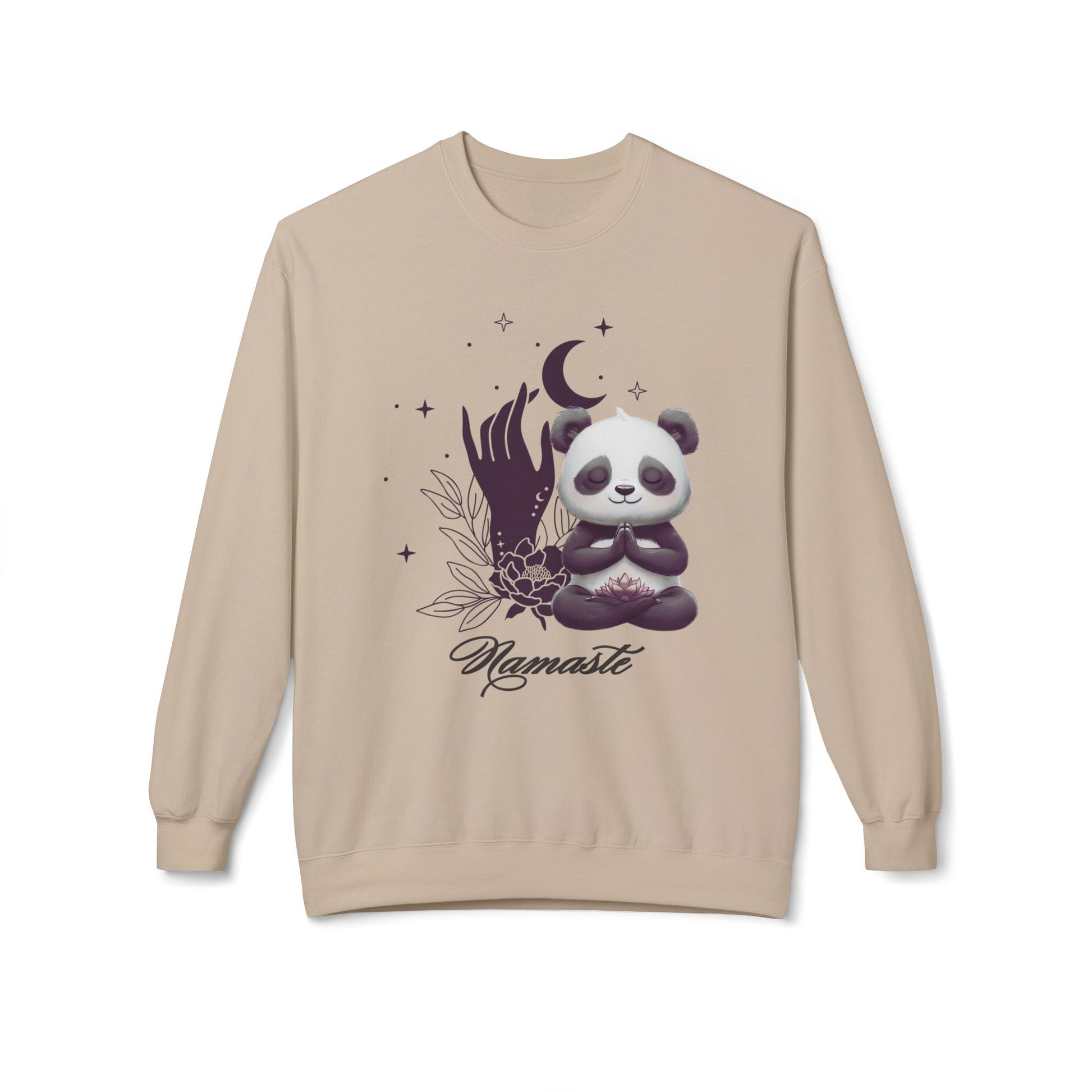 Namaste Panda Lotus plus size Womens Sweatshirt for relax and unwind. Be mindful this new year. Selfcare and selflove. New Years Resolutions, celestial accents