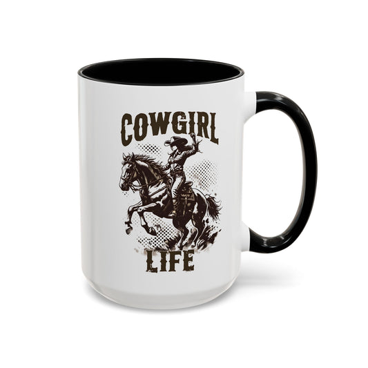 Vintage Style Cowgirl Life Accent Coffee Mug