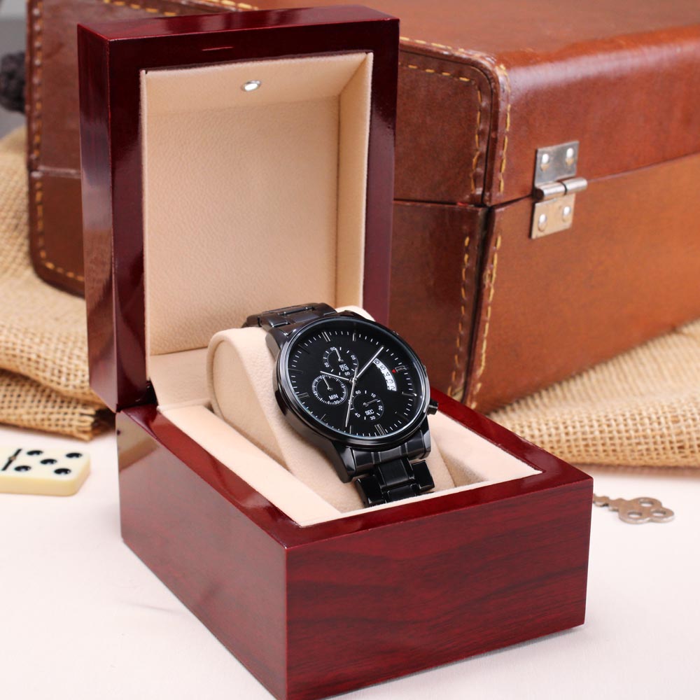 Customize It Yourself! Make It Your Own!  Engraved Black Chronograph Watch