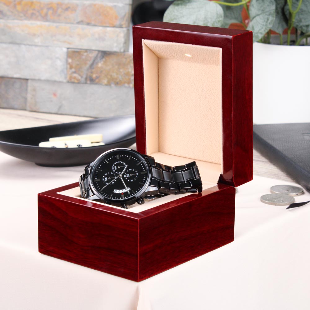 Customize It Yourself! Make It Your Own!  Engraved Black Chronograph Watch